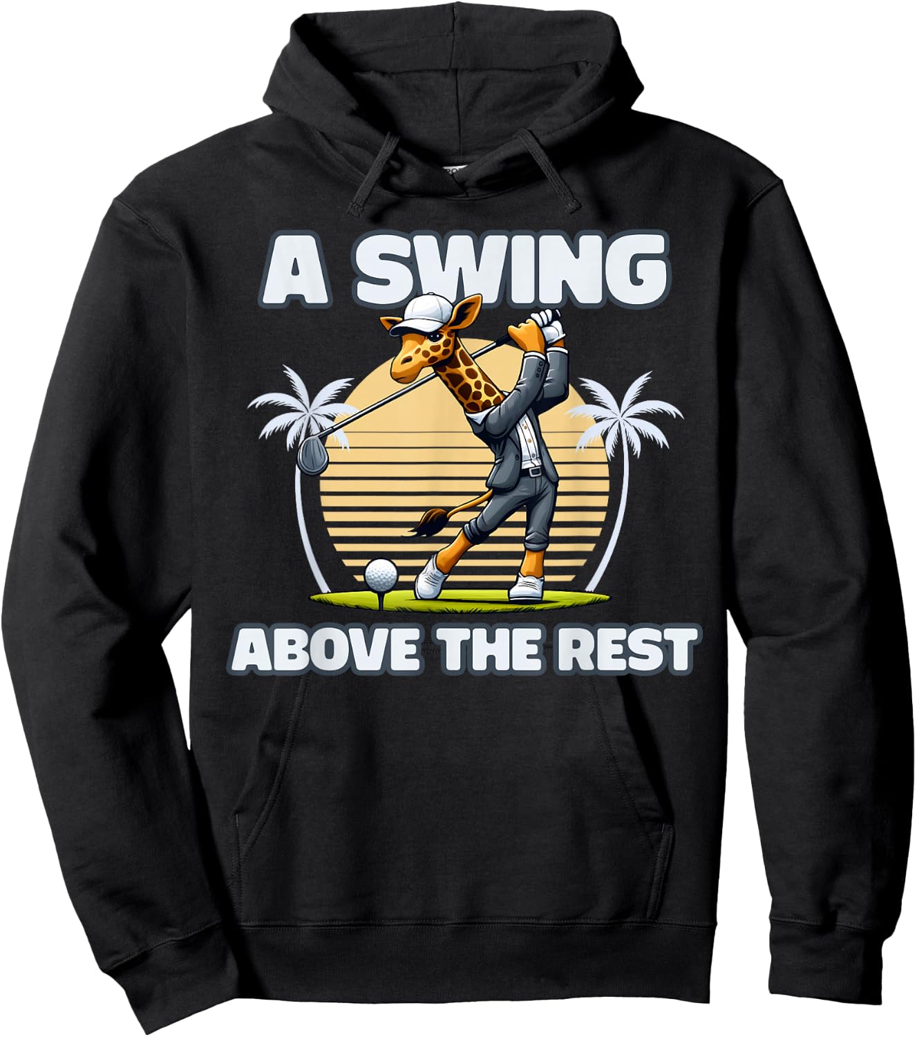 Giraffe Playing Golf Funny Animal Golfer Giraffe Golfing Hoodie - Hoodie | Black