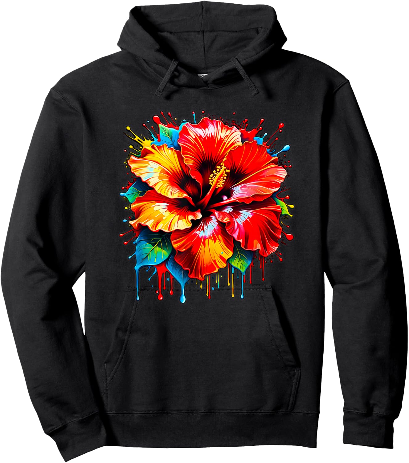 Cute Colorful Maga Hibiscus Flower Graphic Summer Design Women Kids Hoodie - Hoodie | Black