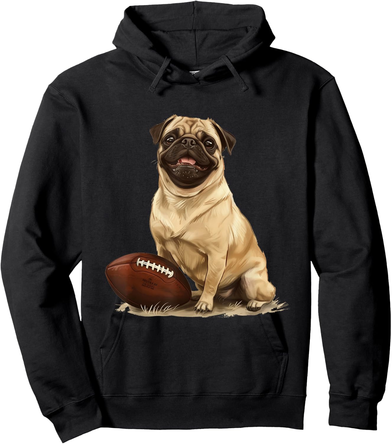 Pug Puppy Dog Football Sports Team Animal Hoodie - Hoodie | Black