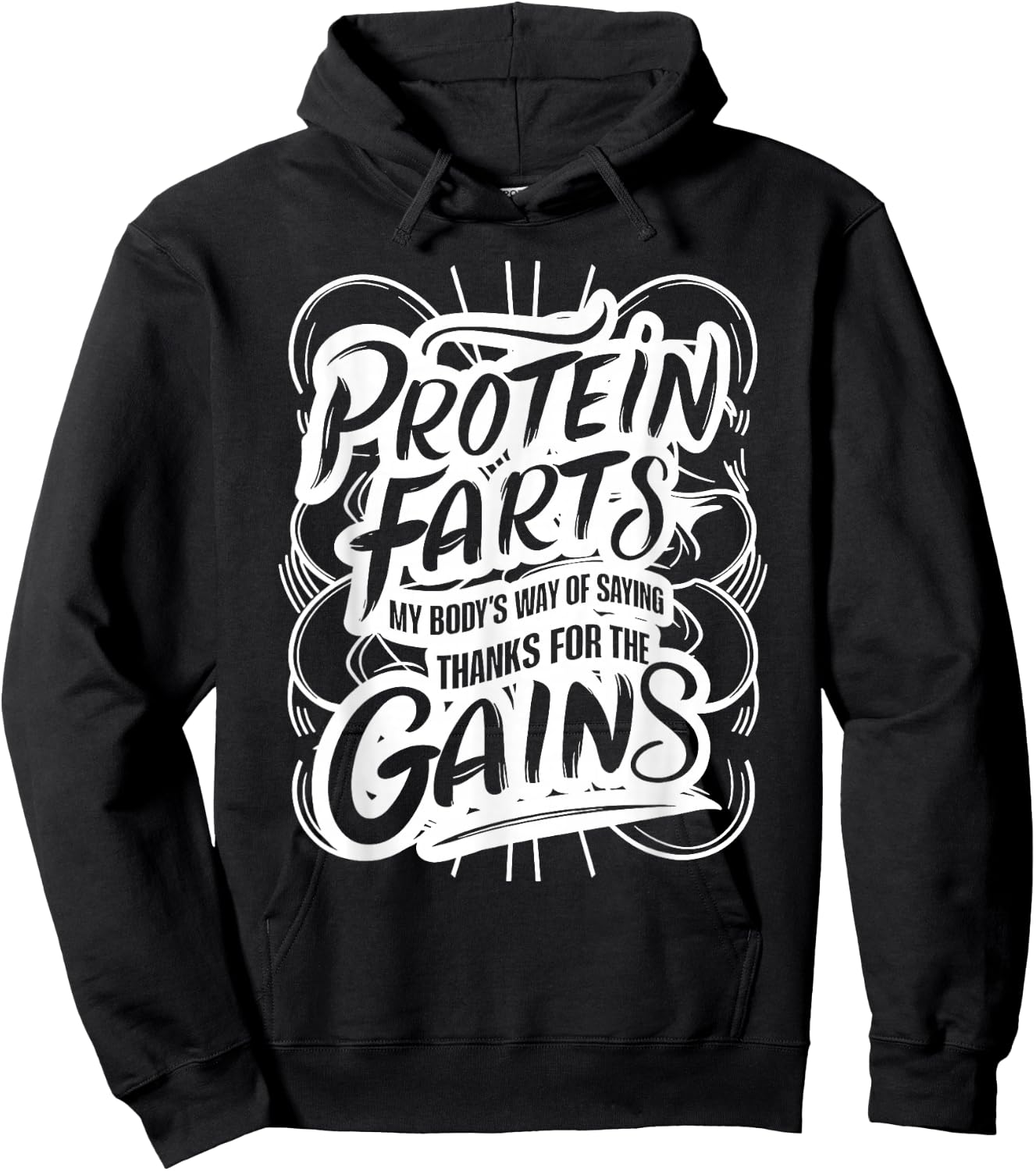 Funny Bodybuilder Lifting Muscles Workout Protein Farts Hoodie - Hoodie | Black