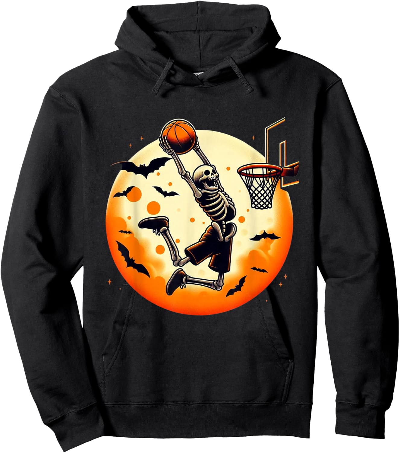 Basketball Skeleton Halloween Men Boys Basketball Halloween Hoodie - Hoodie | Black