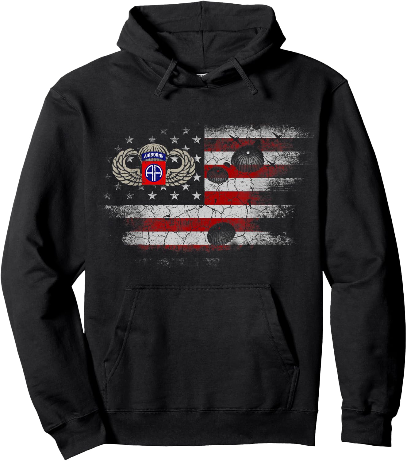 82nd Army Airborne Division Flag , Veterans Day Gift Hoodie - Hoodie | Black