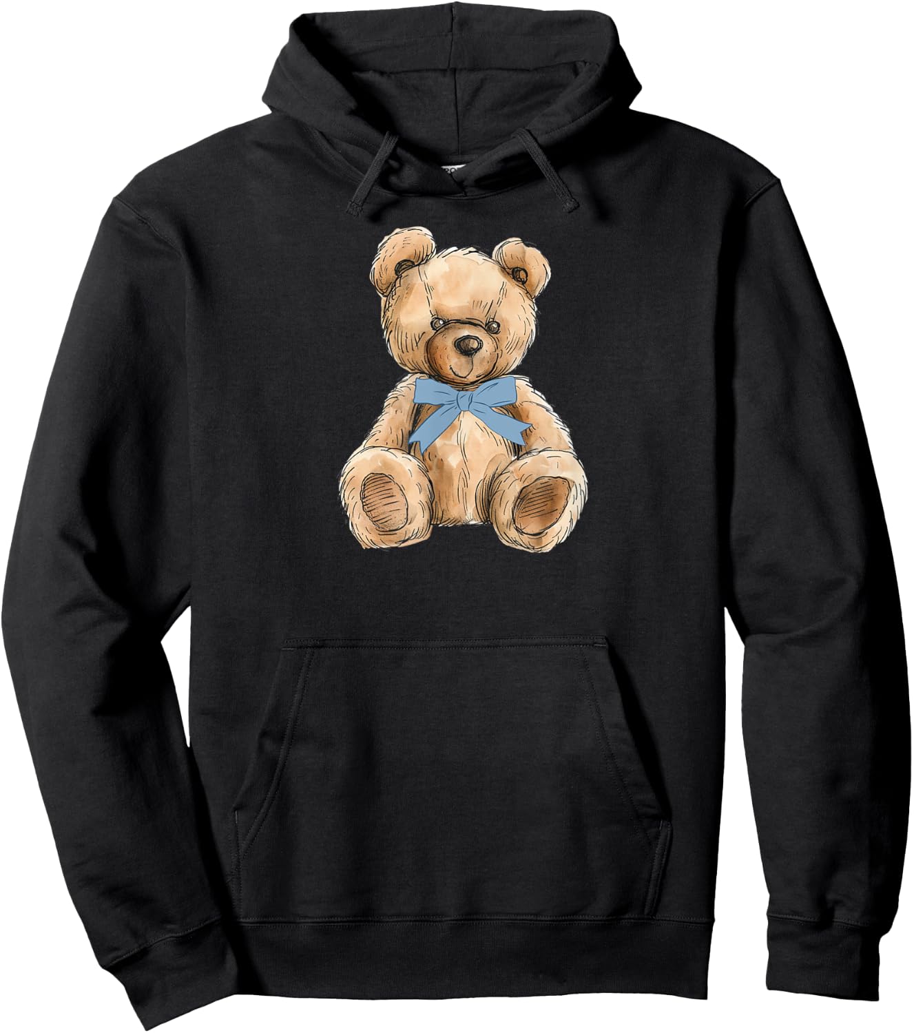 Teddy Bear Preppy Aesthetic for Teens Coquette Hoodie - Hoodie | Black