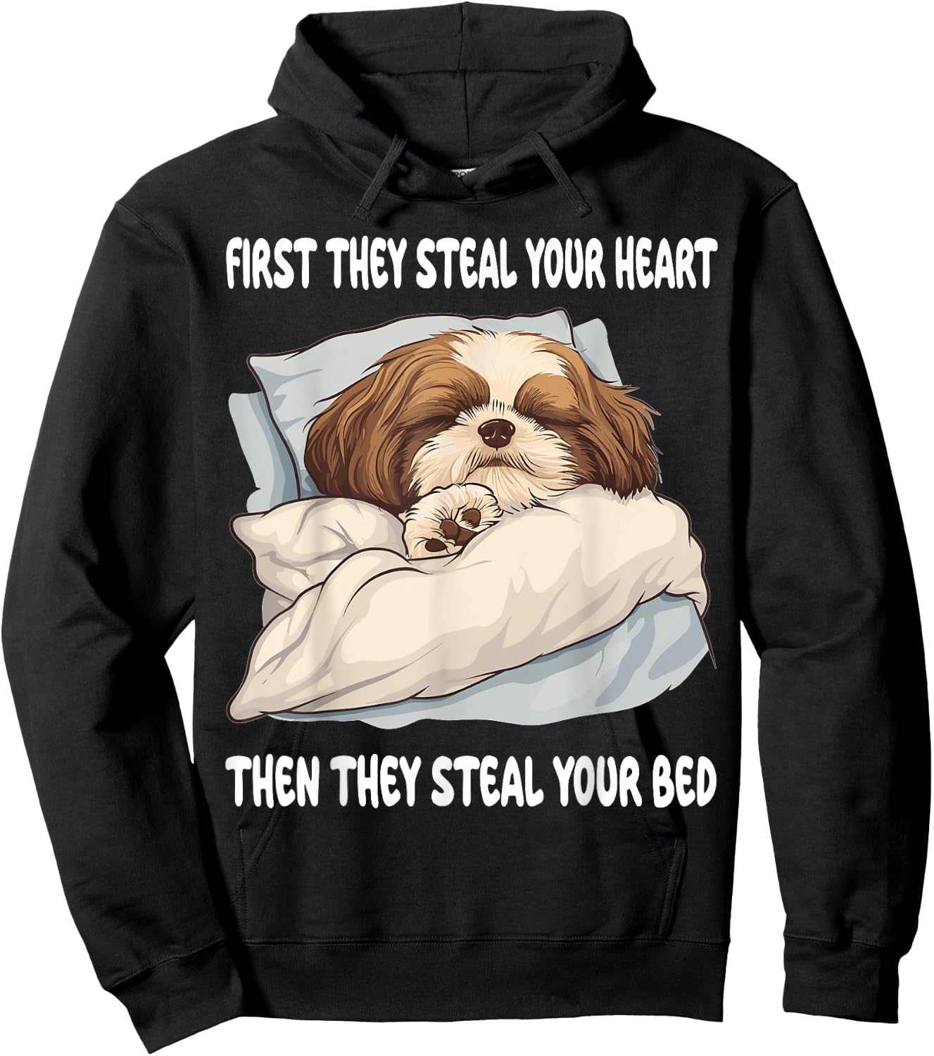 Shih Tzu Sleeping Pajamas Nightgown Hoodie - Hoodie | Black