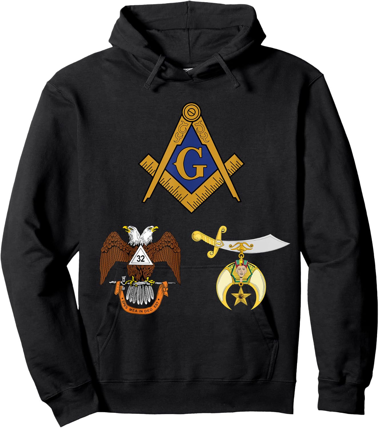 Master Mason 32nd Degree Shrine AASR Noble Masonic WD Blue Hoodie - Hoodie | Black