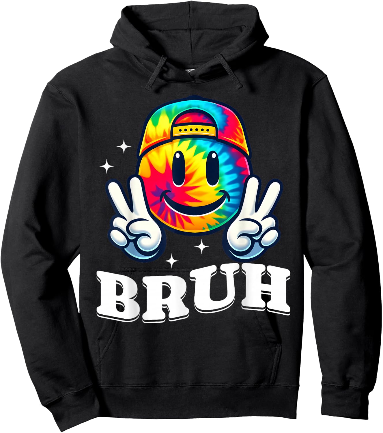 Peace Bruh For Girls Kids Boys Tie Dye Retro Groovy Birthday Hoodie - Hoodie | Black