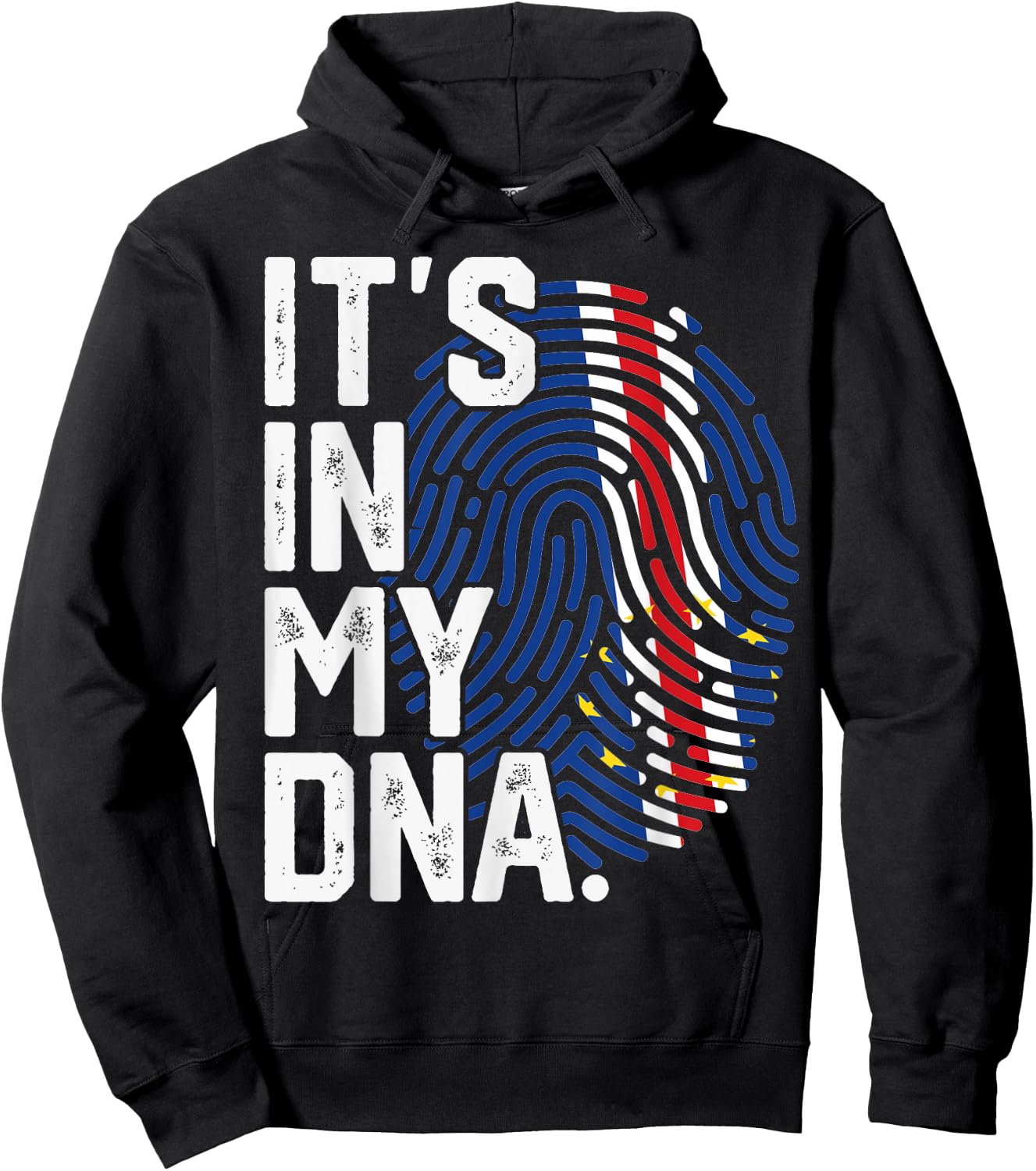 Cape Verde Roots Flag Fingerprint Graphic Patriotic Hoodie - Hoodie | Black