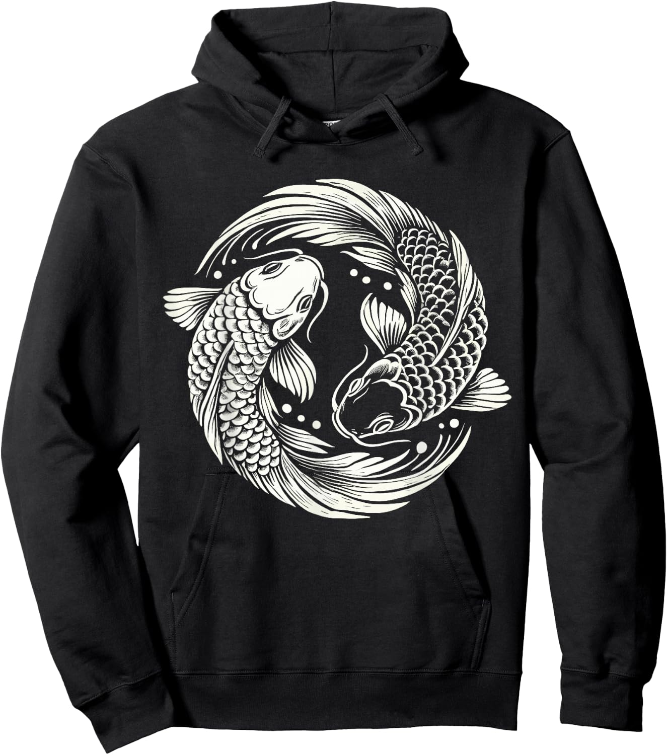 Retro Yin And Yang Japanese Koi Fish Hoodie - Hoodie | Black
