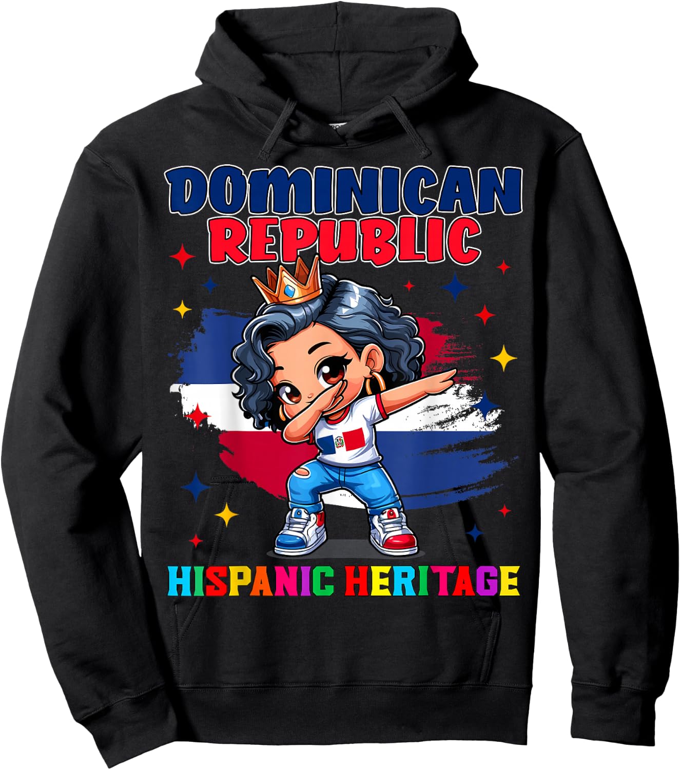 Dominican Republic Girl Hispanic Heritage Celebration kids Hoodie - Hoodie | Black