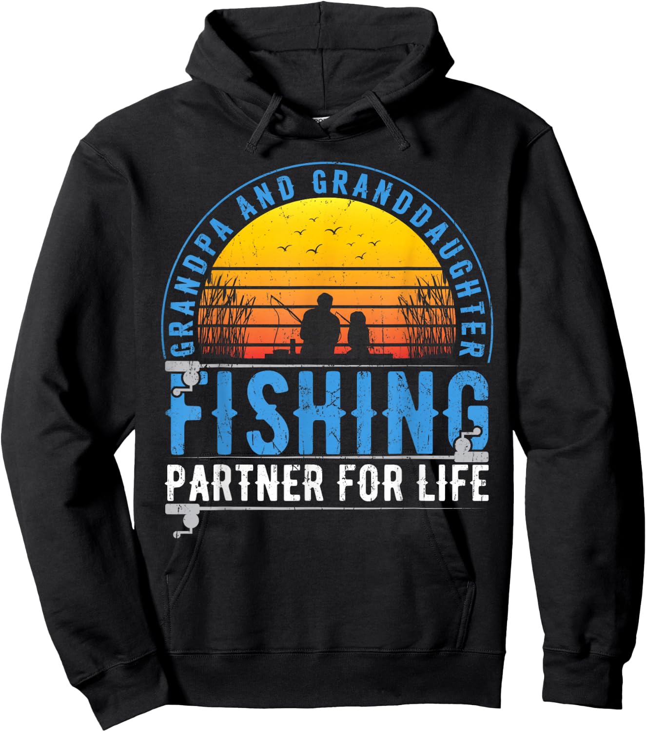 Grandpa And Granddaughter Fishing Buddies For Life Vintage Hoodie - Hoodie | Black