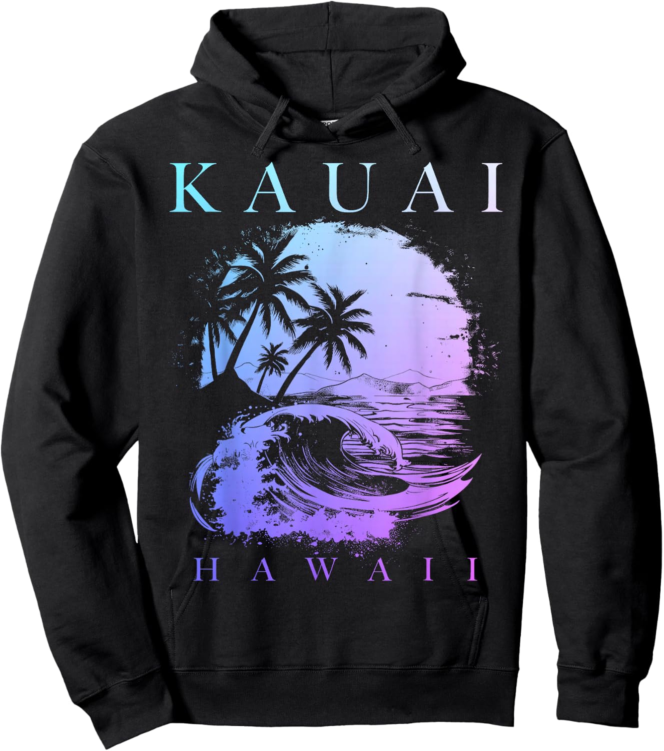 Kauai Hawaii Aloha Hawaiian Surf Surfer Vintage Hoodie - Hoodie | Black