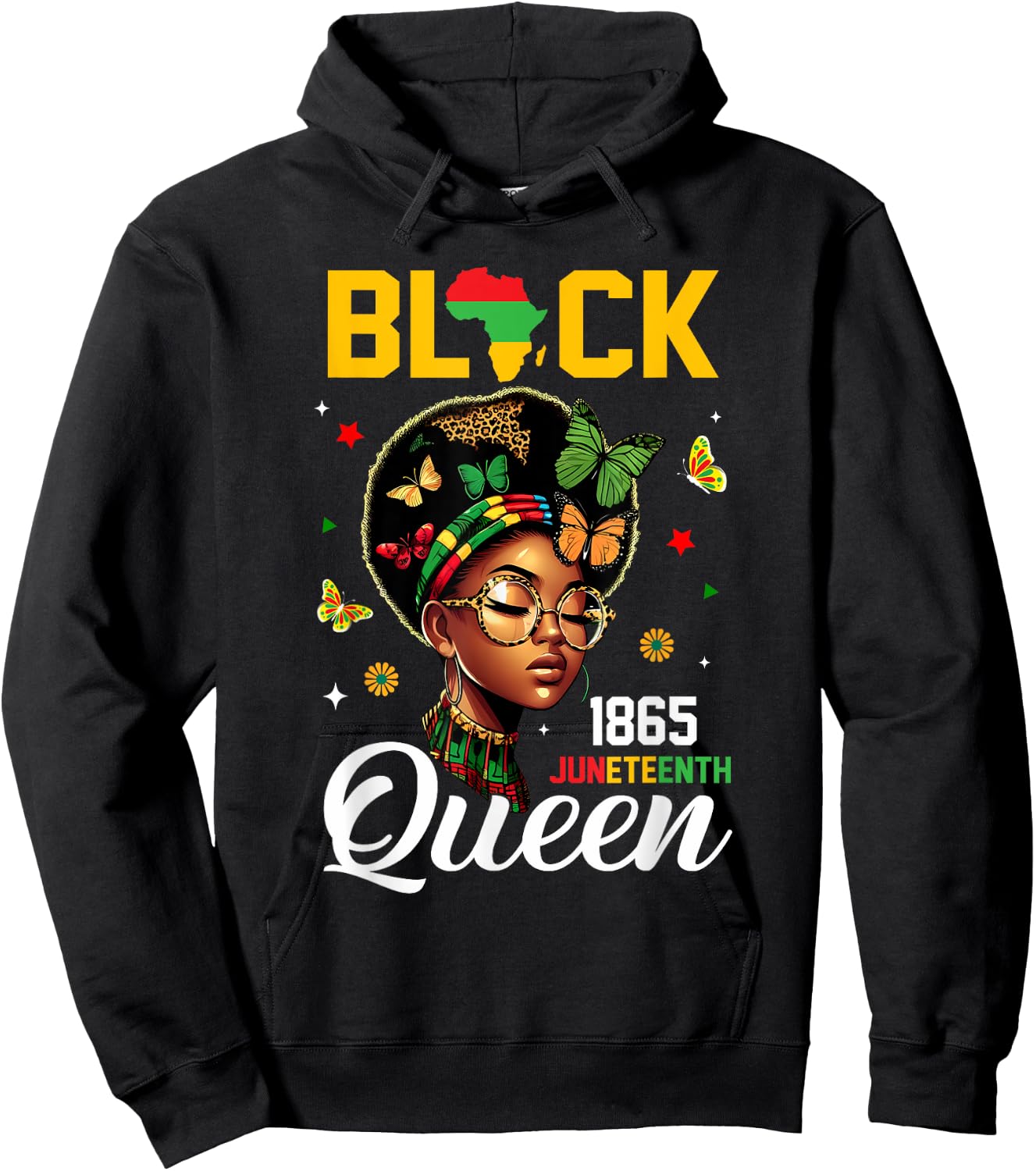 1865 Juneteenth Black Queen June 19th Hoodie - Hoodie | Black