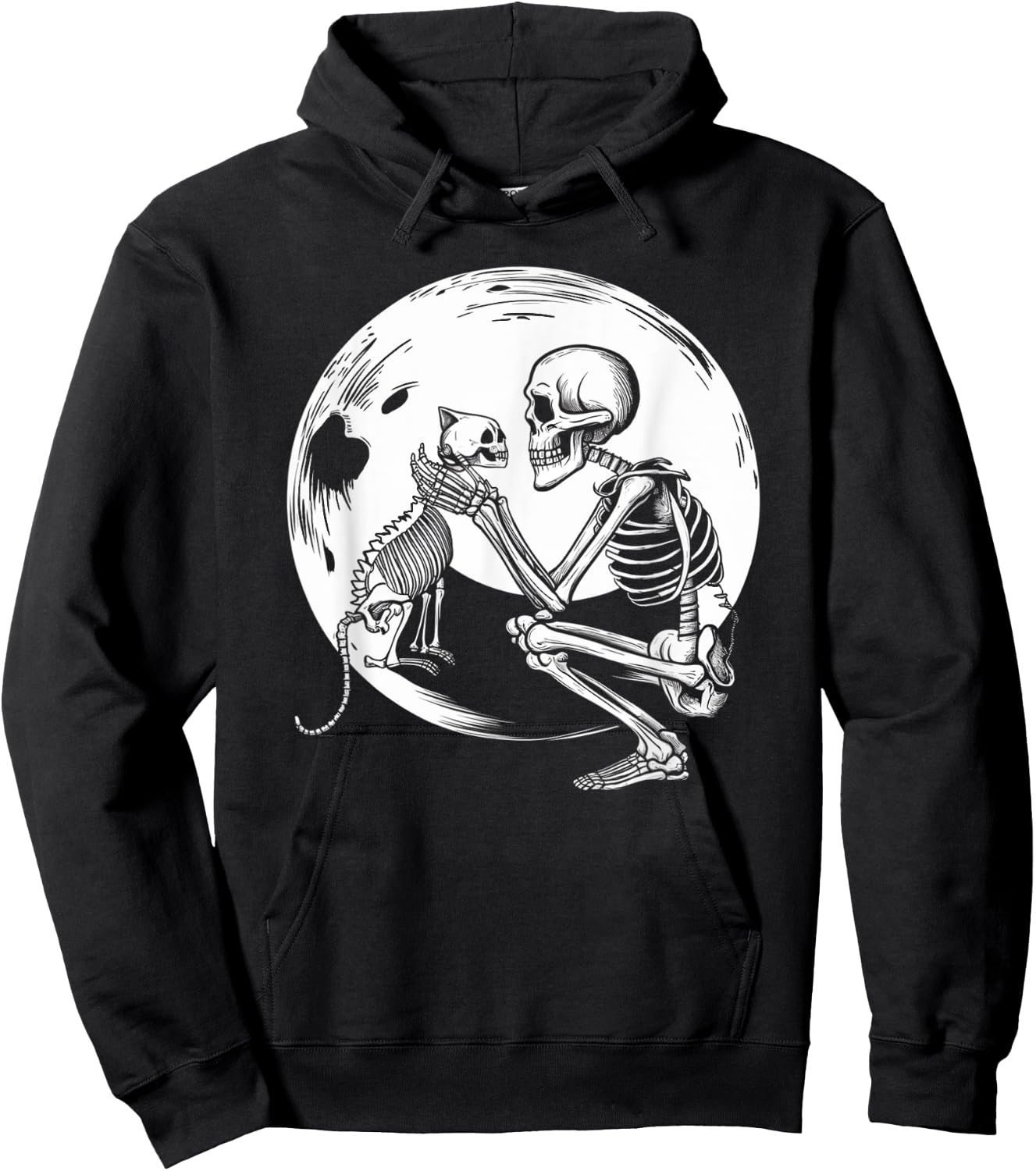 Skeleton Cute Cat Skull Kitty Halloween Men Women Kids Hoodie - Hoodie | Black