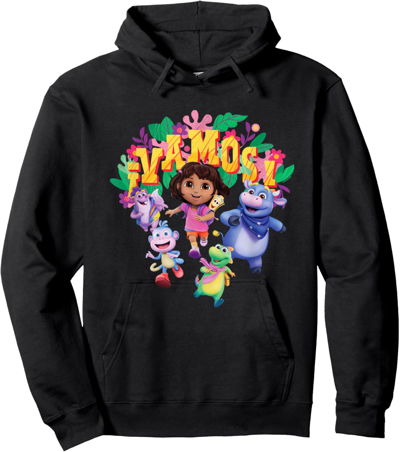 Dora the Explorer ¡Vamos! Group Shot Colourful Chest Logo Hoodie - Hoodie | Black
