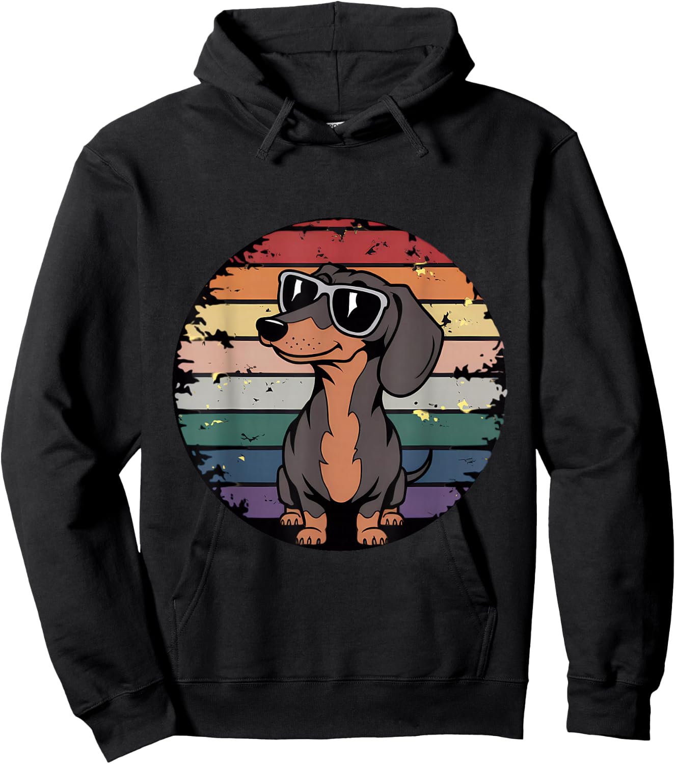 Retro Dachshund Sunset Hoodie - Hoodie | Black