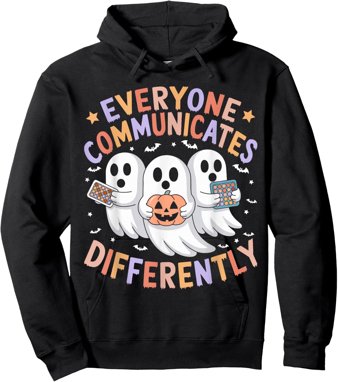 Everyone Communicates Differently Halloween Autism Teacher Hoodie - Hoodie | Black