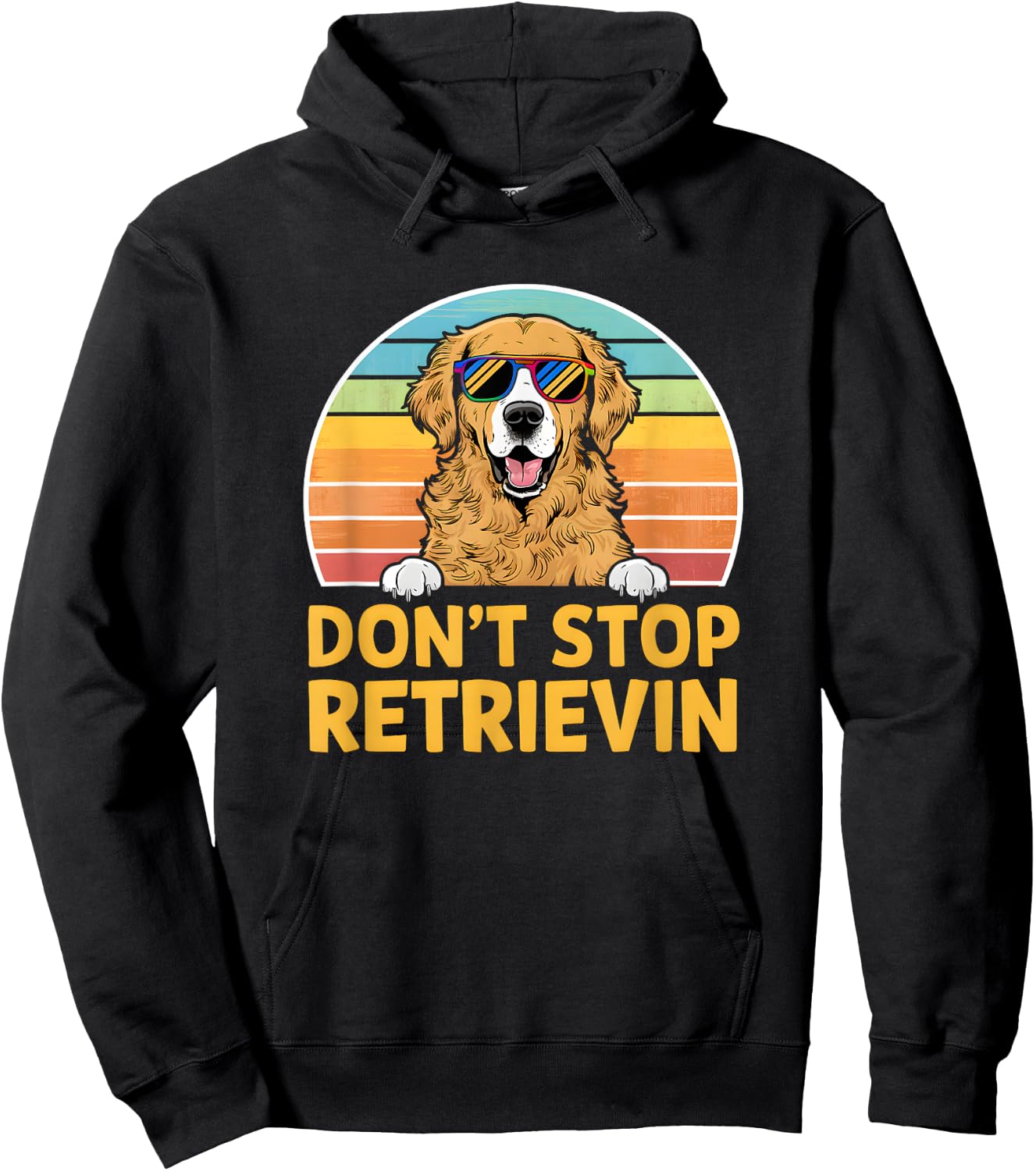 Don't Stop Retrieving Retro Golden Retriever Hoodie - Hoodie | Black