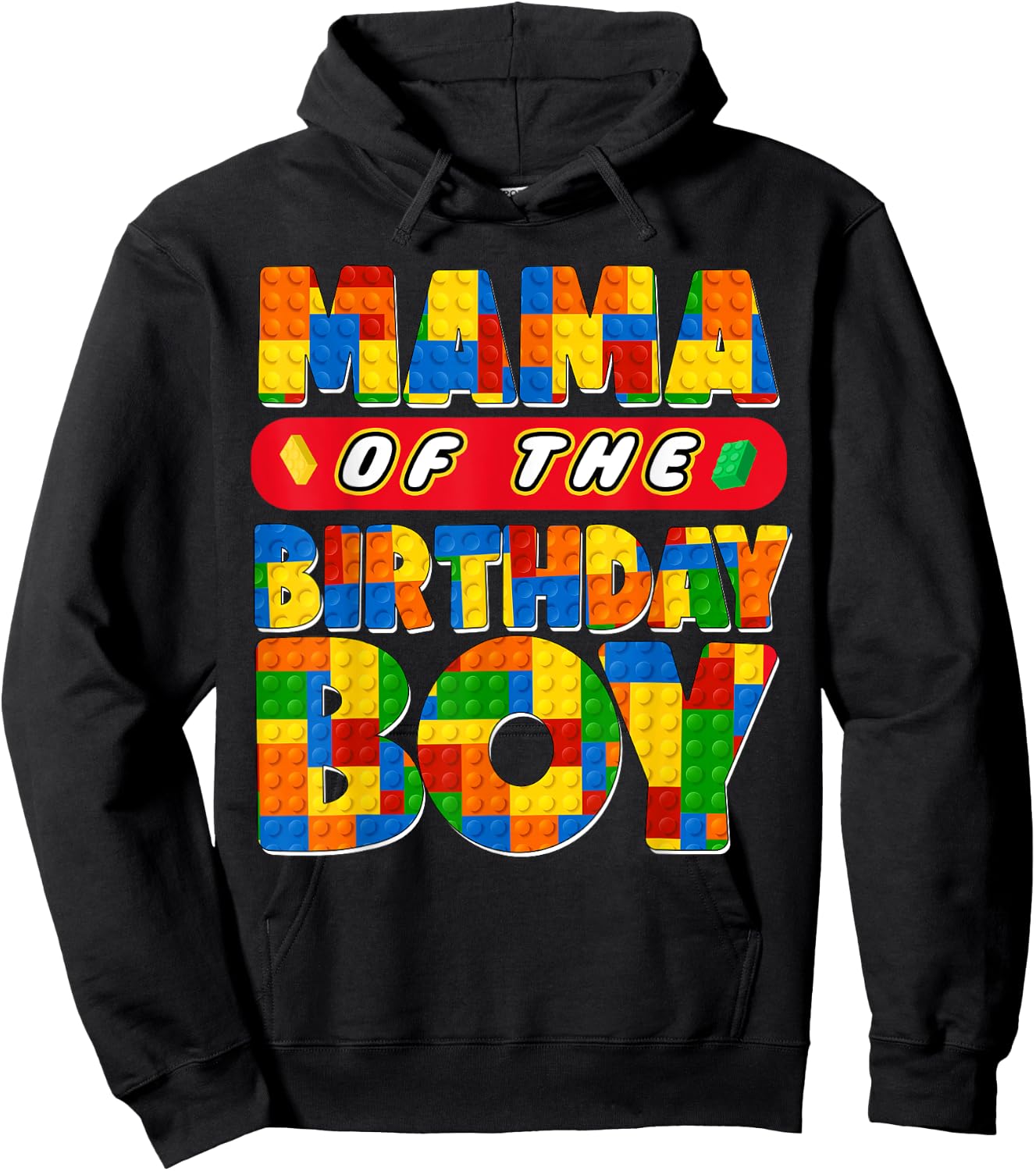 Mom And Dad Mama Birthday Boy Building Bricks Family Party Hoodie - Hoodie | Black