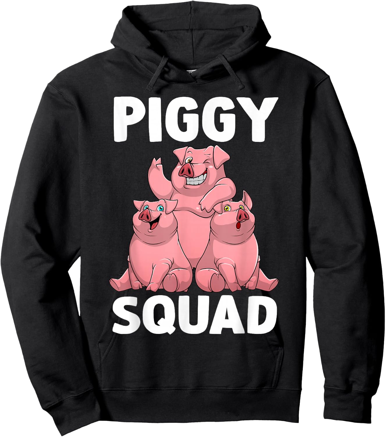 Funny Pig Lover Art Women Kids Piggy Squad Swine Pig Hoodie - Hoodie | Black