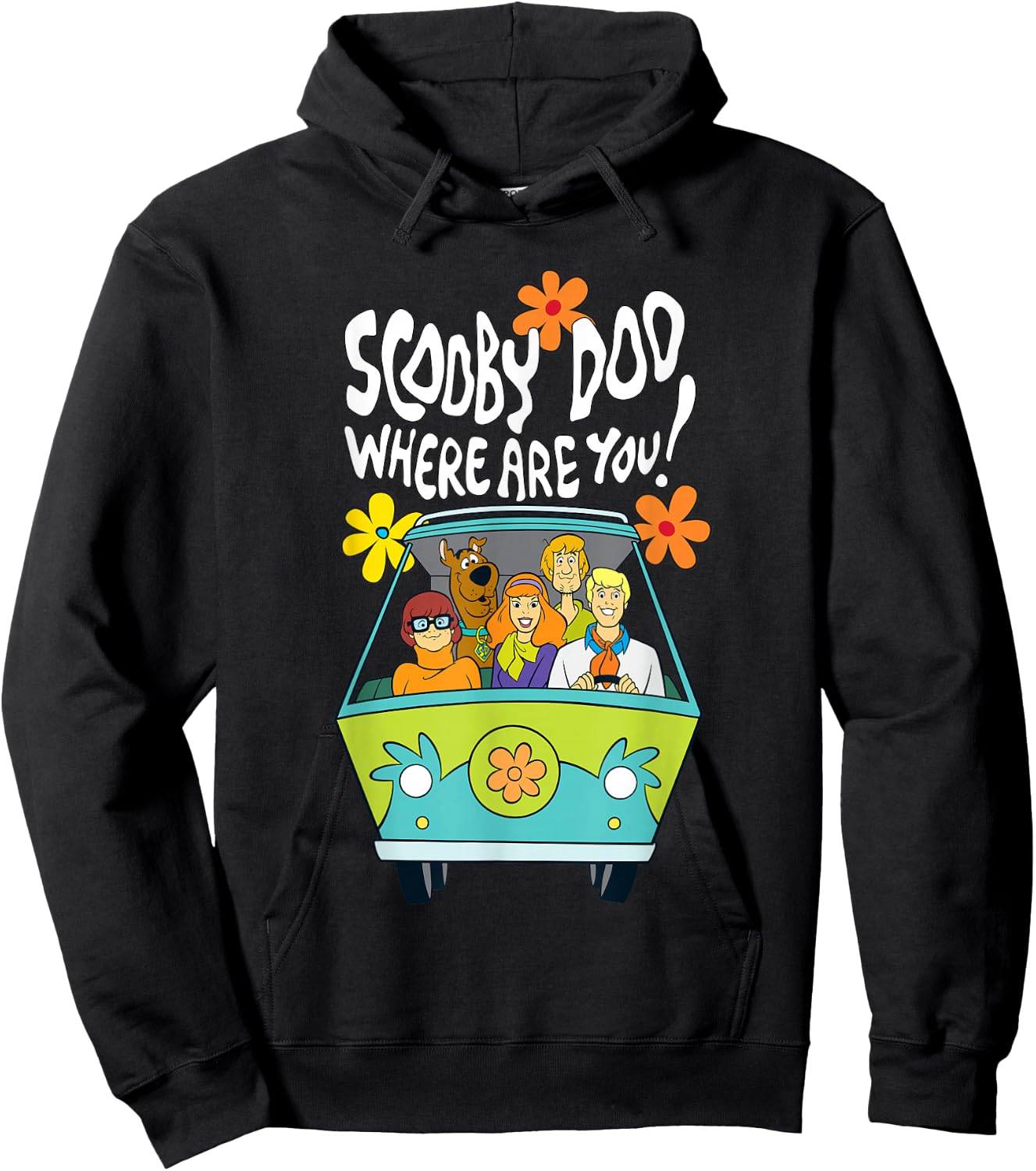 Scooby-Doo Vintage The Mystery Machine Floral Where Are You! Hoodie - Hoodie | Black