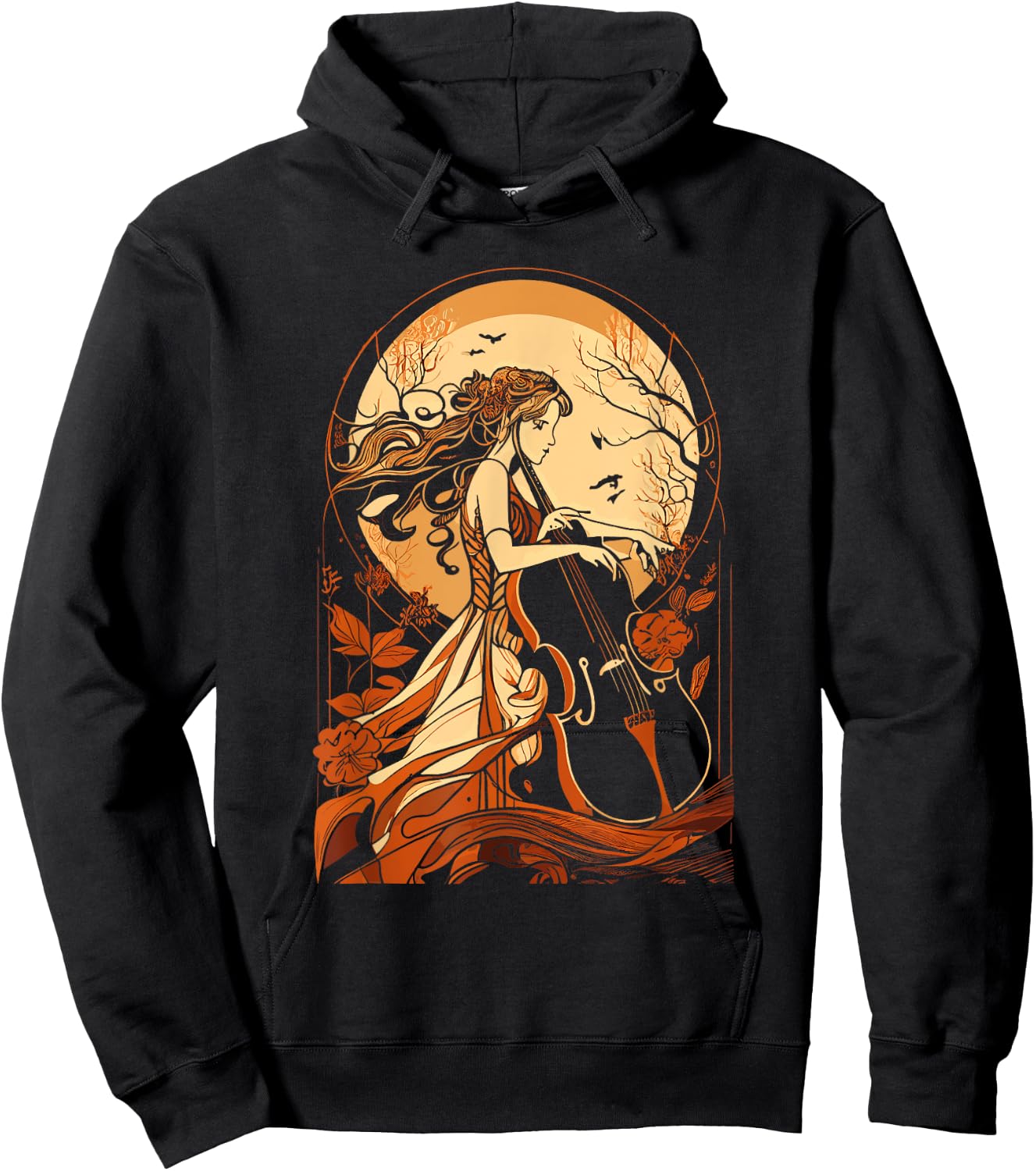 Art Nouveau Cello Girl Beautiful Cello Player Art Hoodie - Hoodie | Black