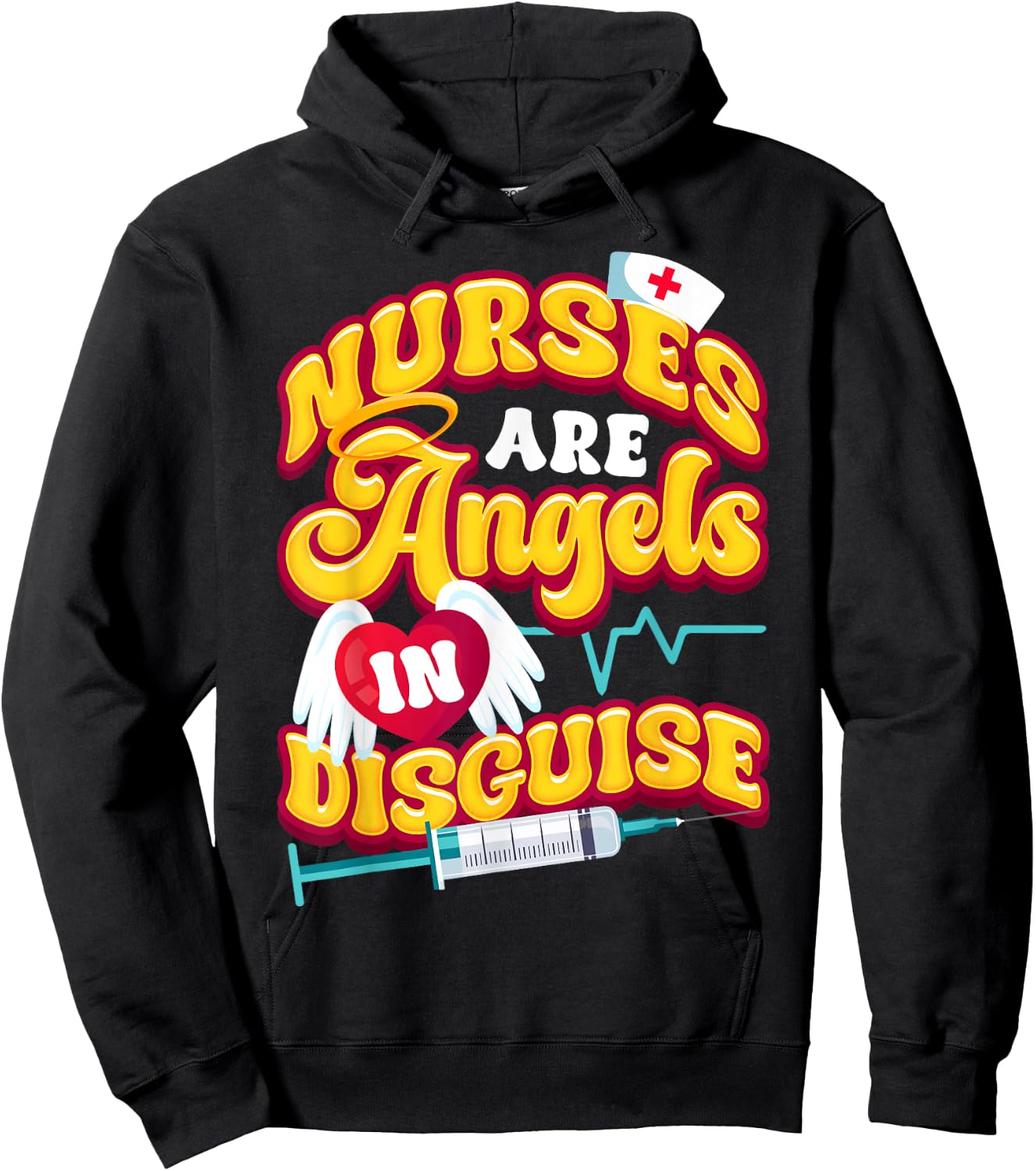 Nurses are Angels in Disguise healthcare heroes Hoodie - Hoodie | Black
