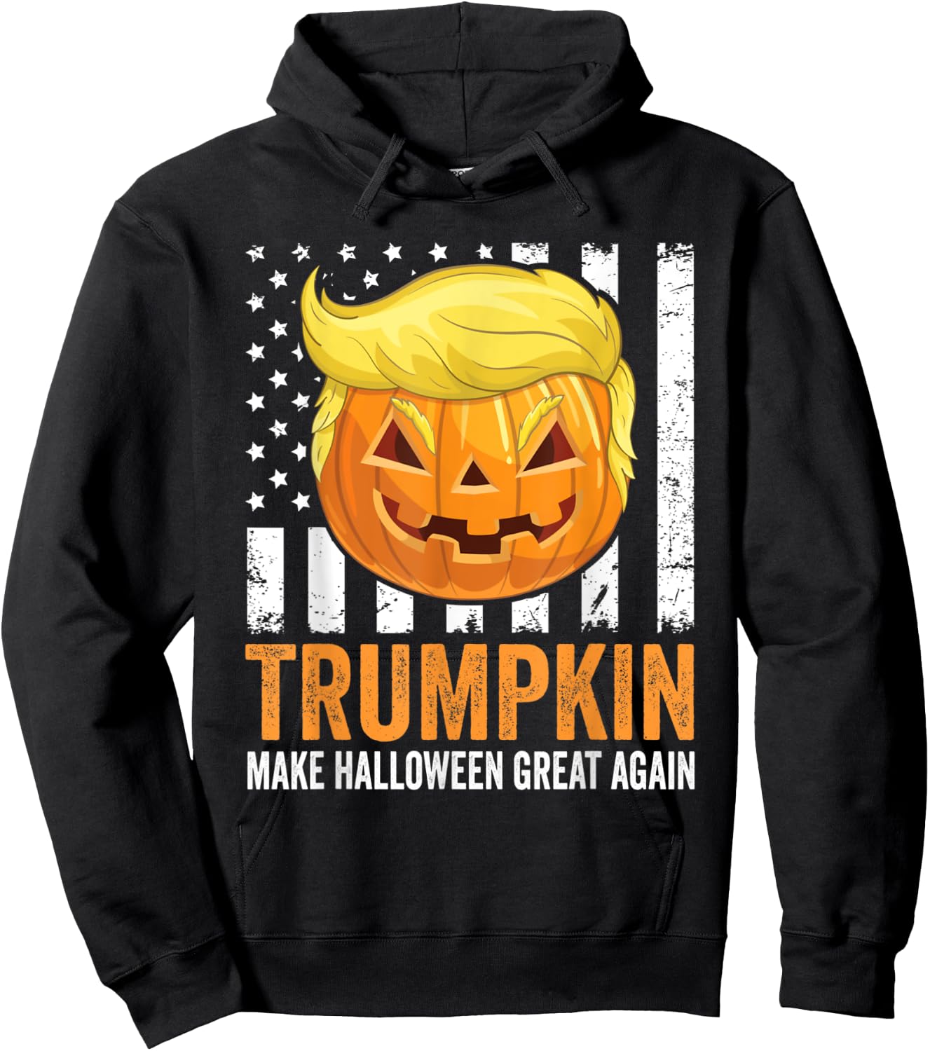 Make Halloween Great Again Trumpkin Funny Trump Hair Pumpkin Hoodie - Hoodie | Black