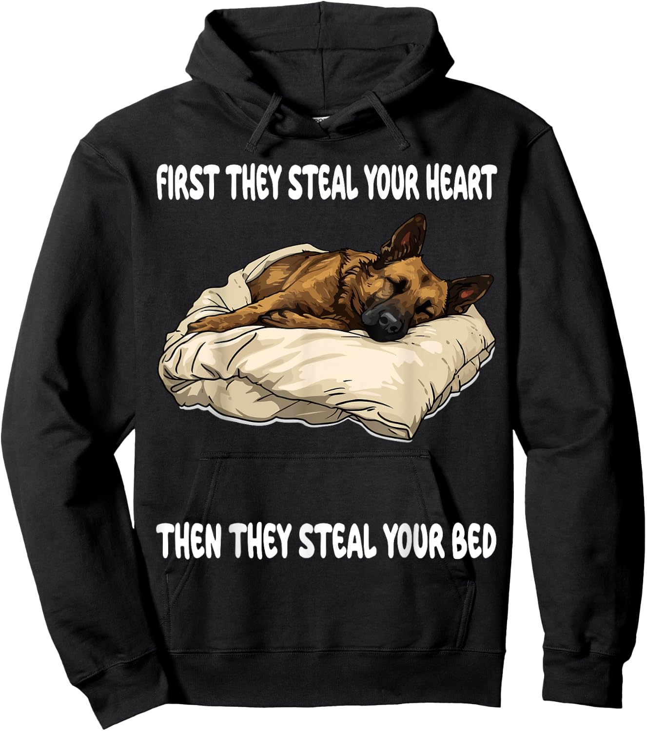 Dutch Shepherd Sleeping Pajamas Nightgown Hoodie - Hoodie | Black