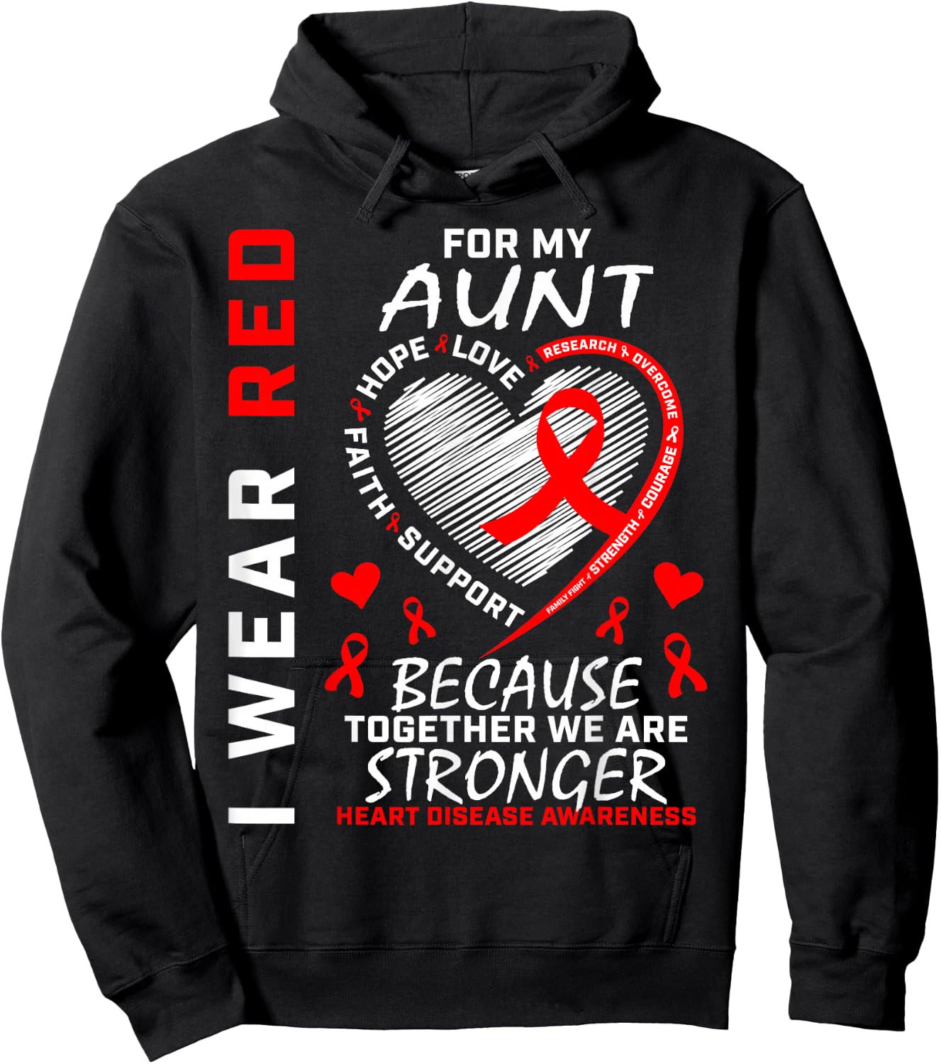 I Wear Red For My Aunt Heart Disease Awareness Clothing Hoodie - Hoodie | Black