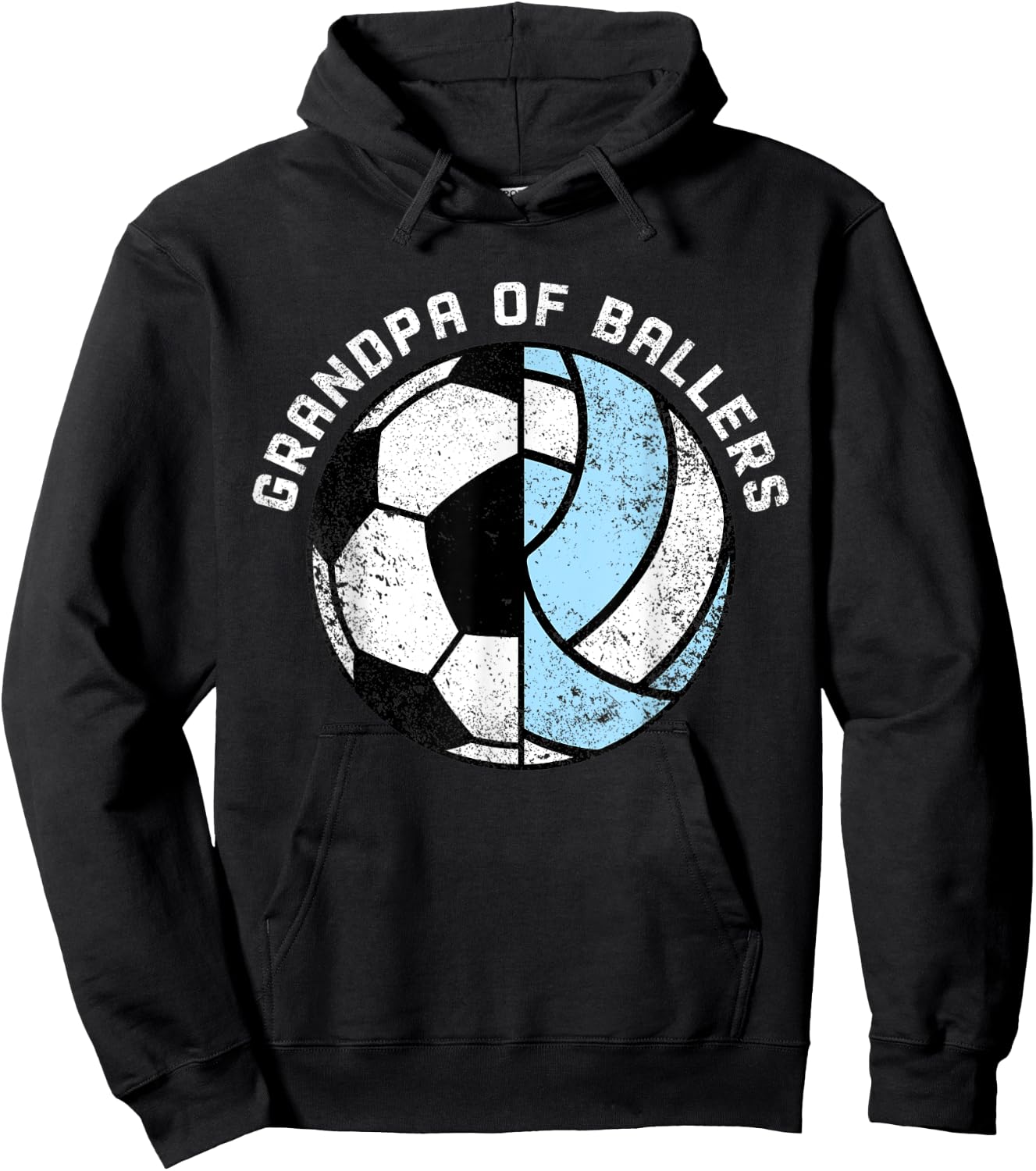 Grandpa Of Ballers Funny Soccer Volleyball Grandpa Hoodie - Hoodie | Black