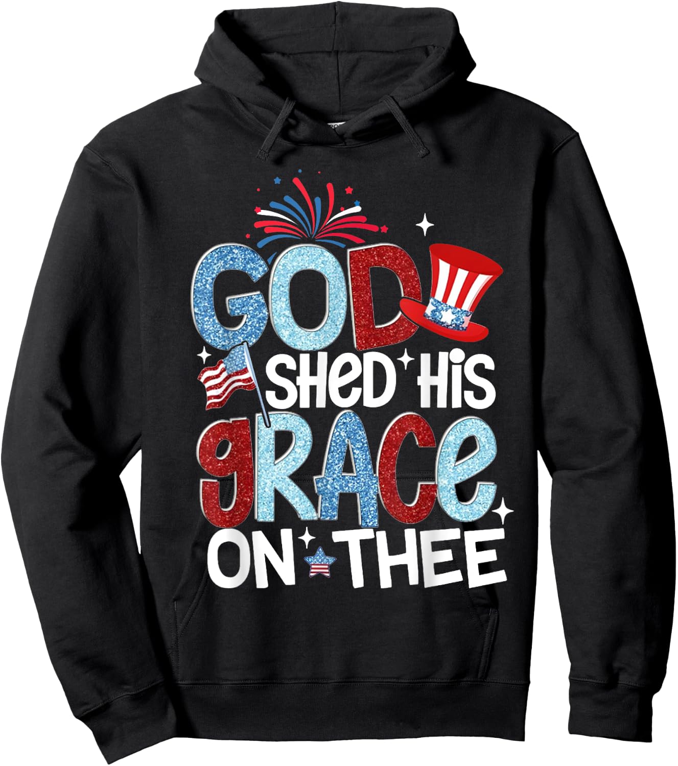 America God Shed His Grace on Thee 4th of July Men Women Kid Hoodie - Hoodie | Black