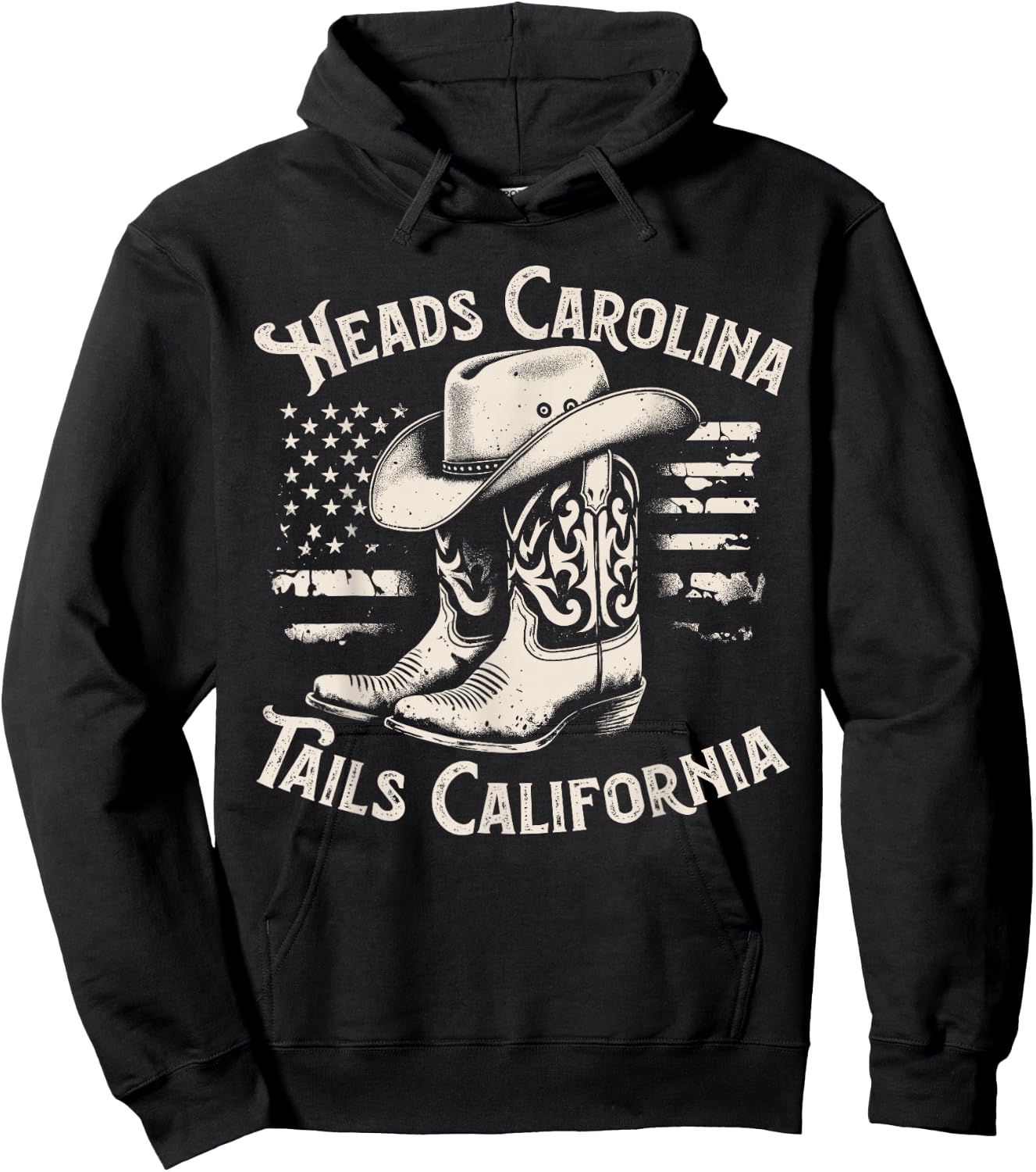 Heads Carolina Tail California Retro Vintage Country Hoodie - Hoodie | Black