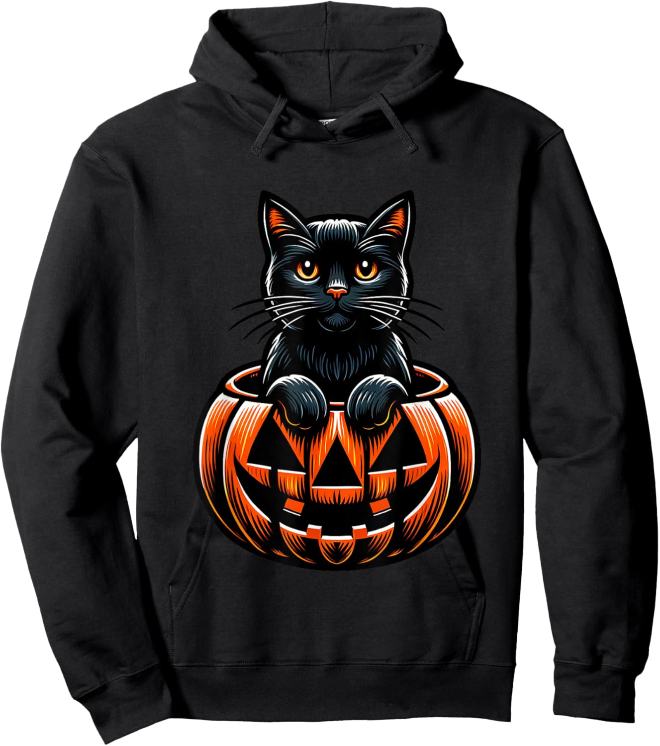 Halloween Pumpkin Cat Funny Halloween Hoodie - Hoodie | Black