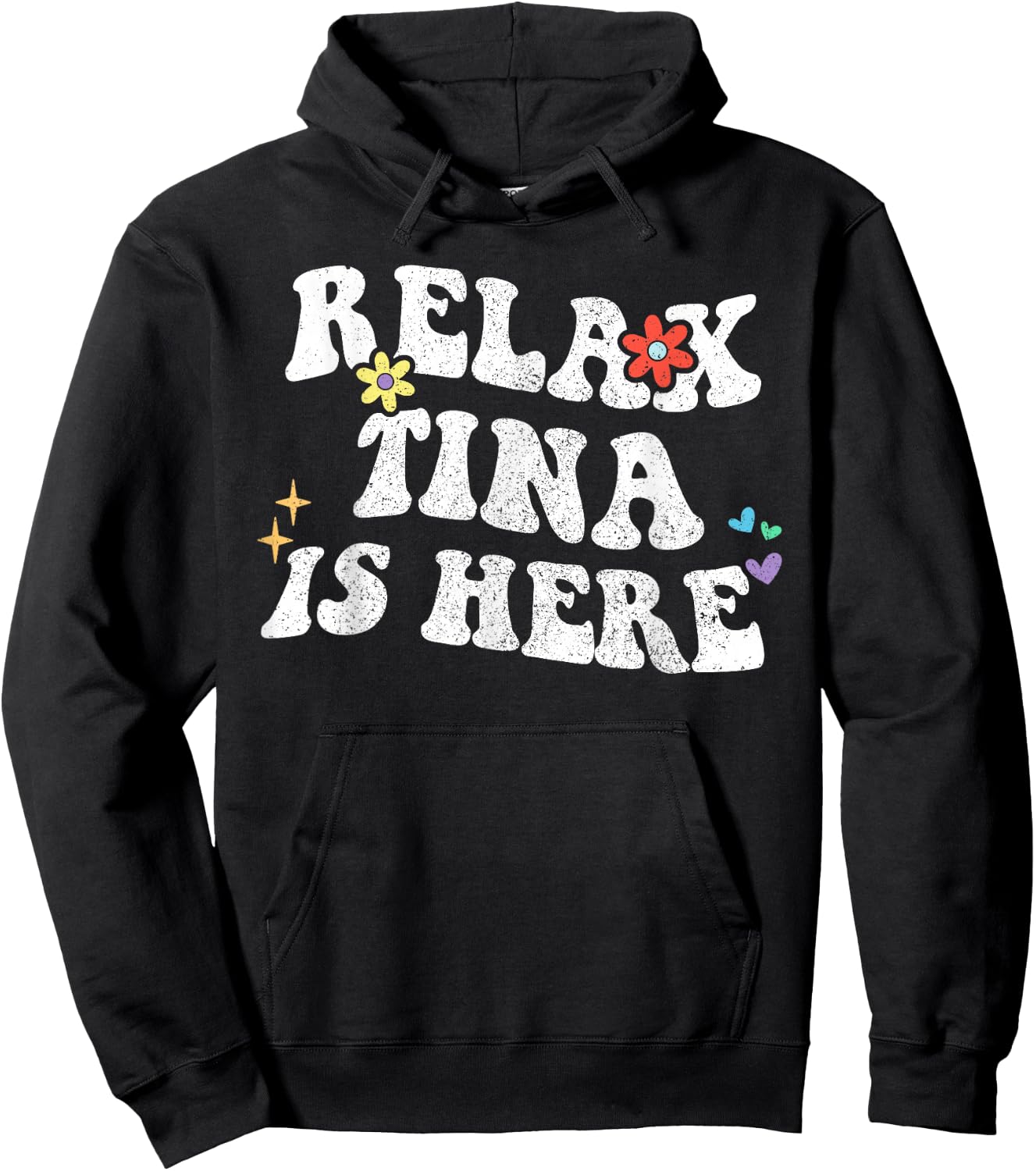Personalized First Name outfit TINA Is Here Funny Mother's Day Name - Black, Small Hoodie - Hoodie | Black