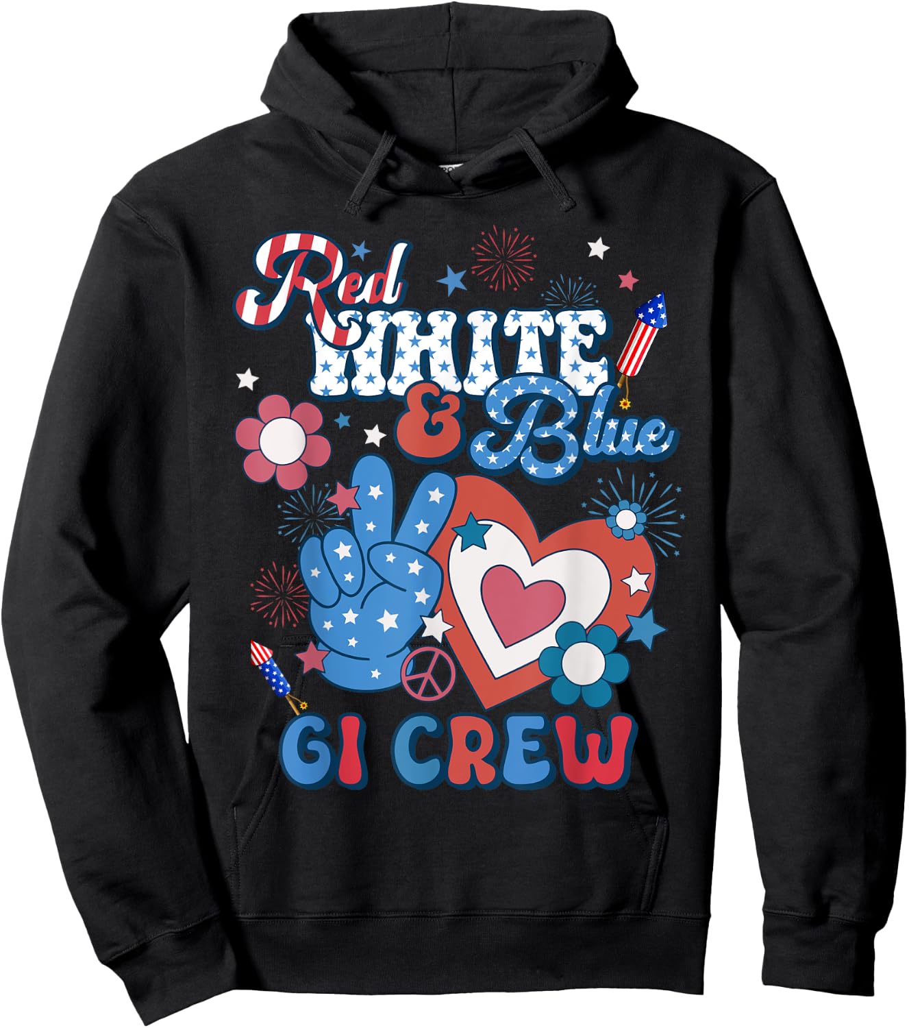 Red White & Blue GI Crew Endoscopy RN Nurse 4th Of July Women Men Hoodie - Hoodie | Black