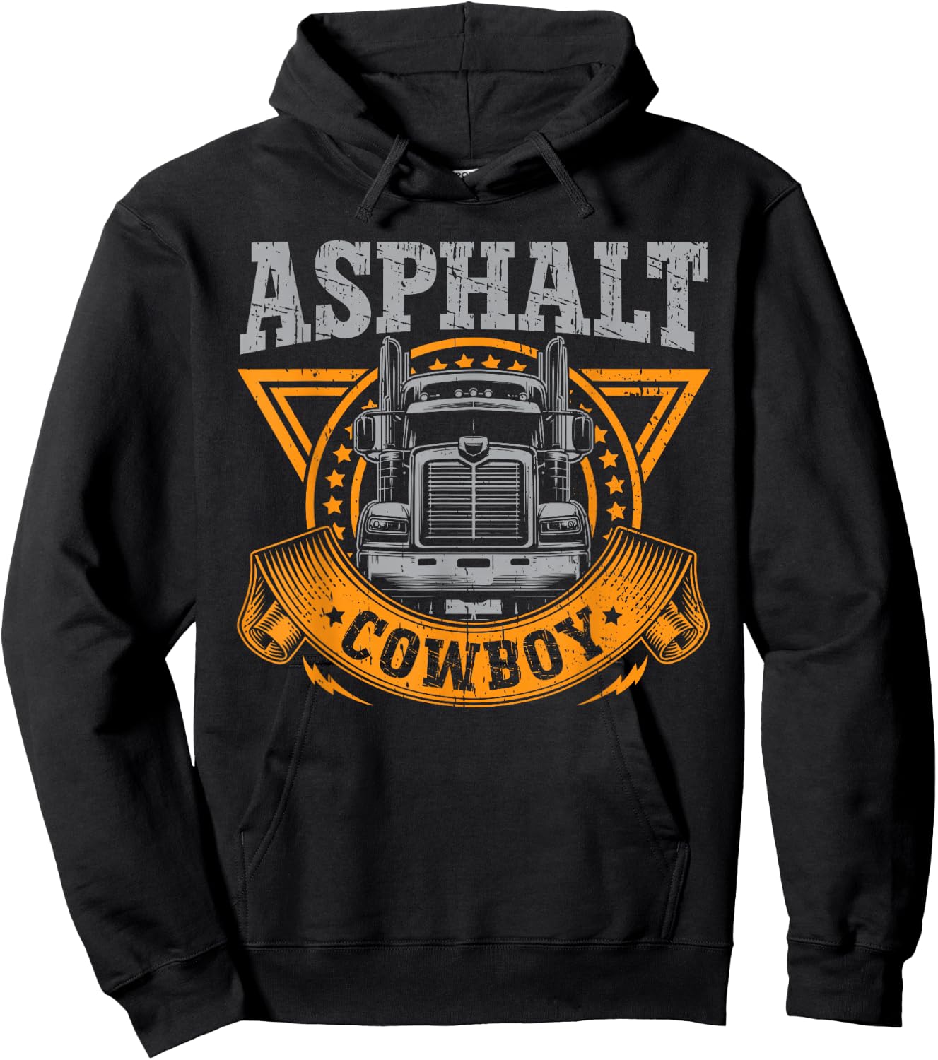 Asphalt Cowboy Cool Truck Driver Design Trucker Hoodie - Hoodie | Black