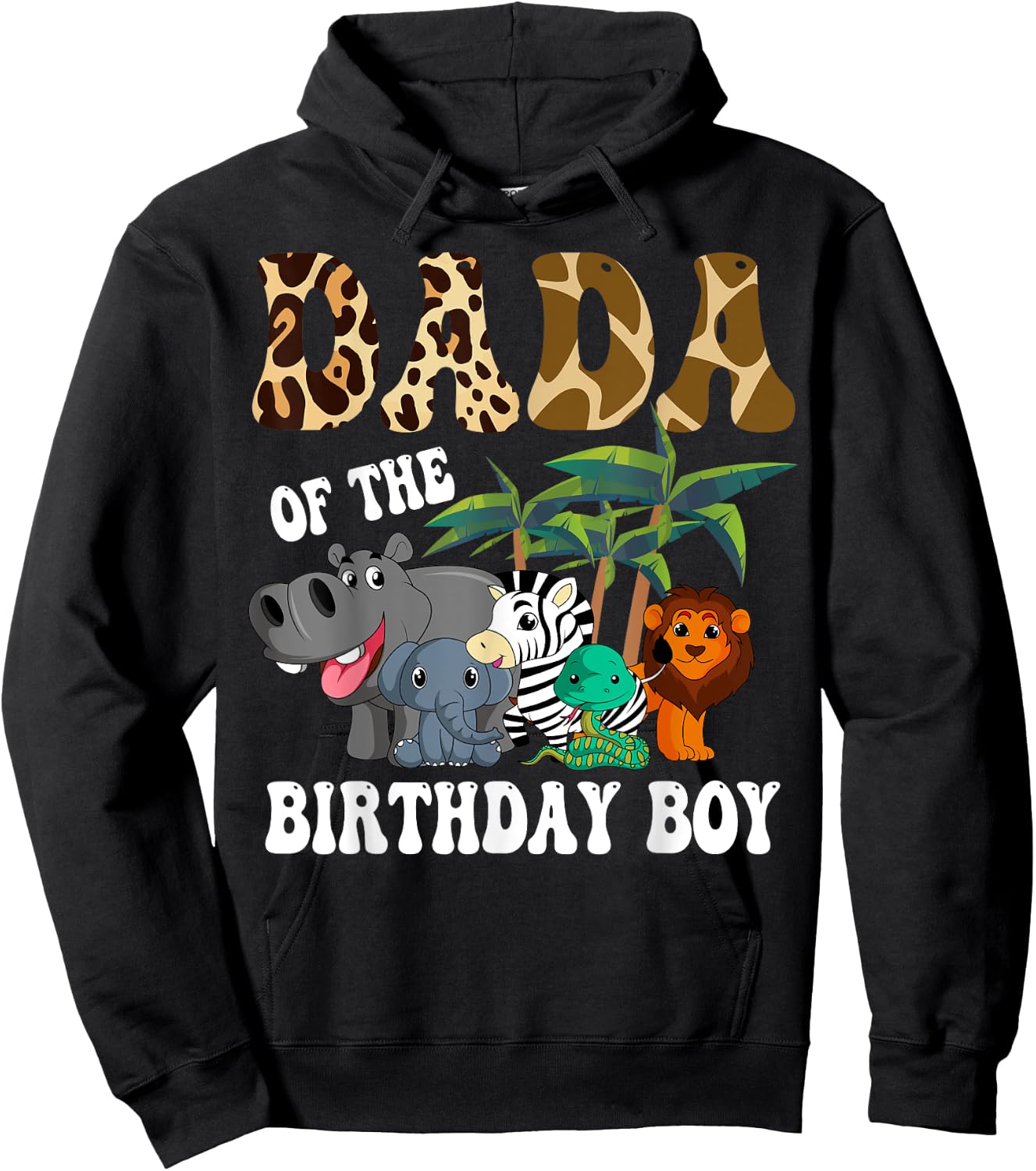 Dada of the Birthday Boy Zoo Bday Safari Celebration Hoodie - Hoodie | Black