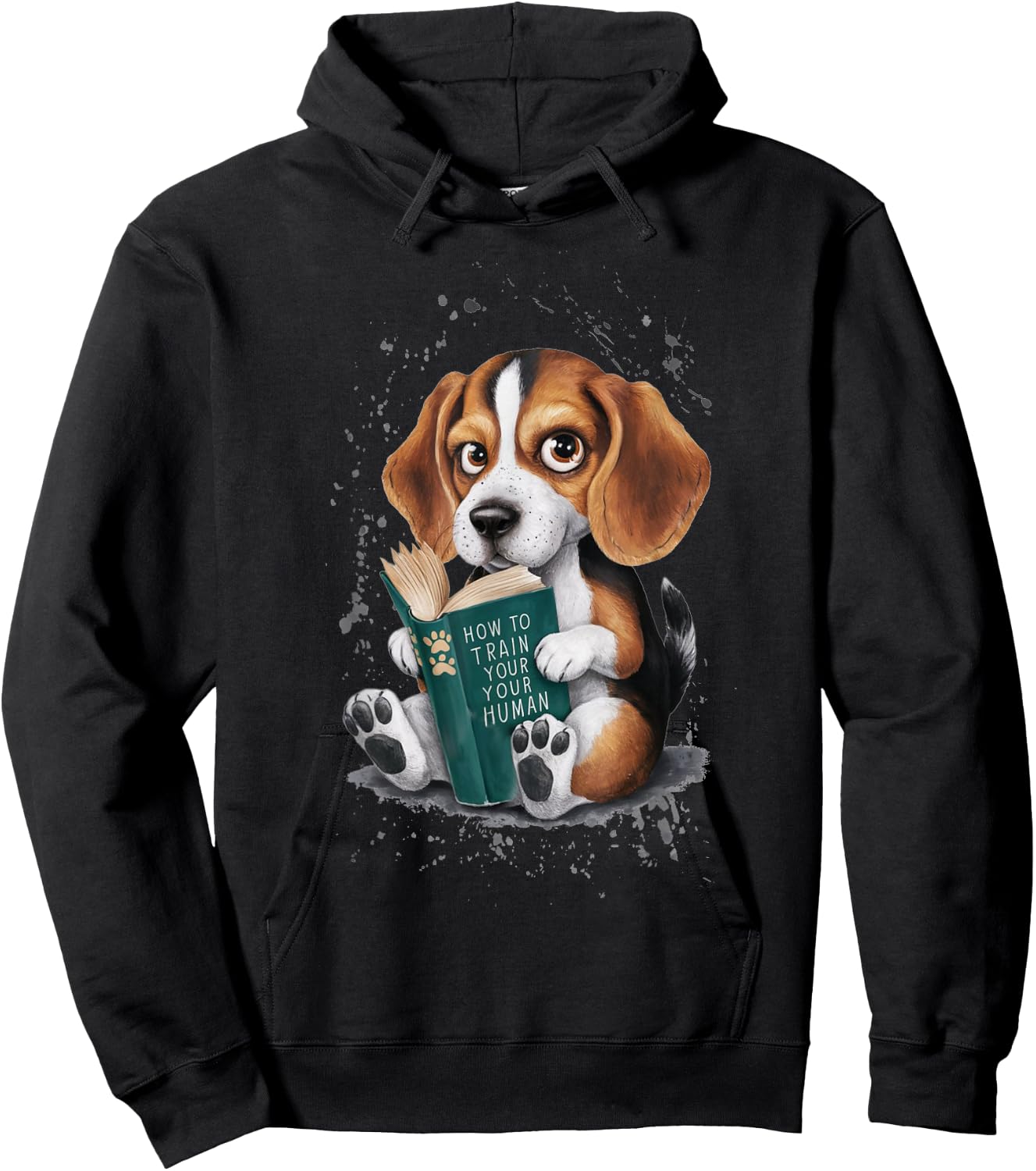 Funny Beagle Puppy Reading "How to Train Your Human" Design Hoodie - Hoodie | Black