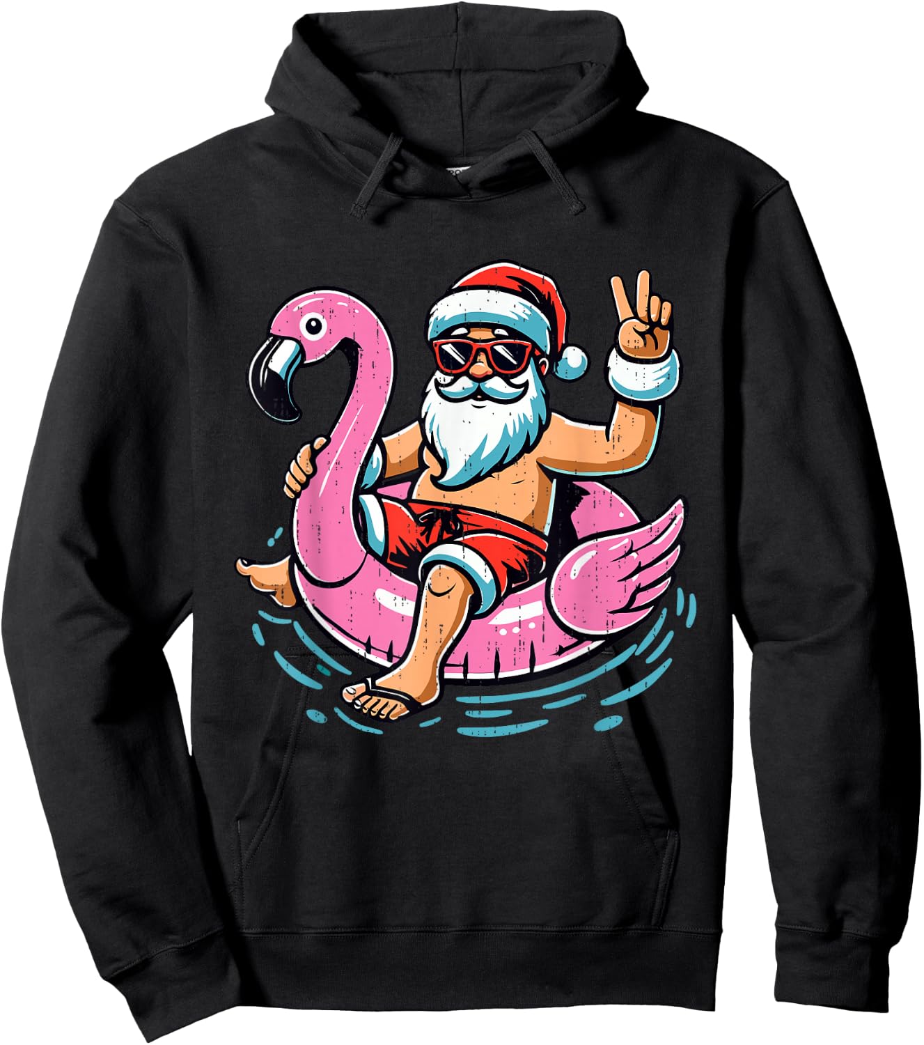 Christmas in July Shirt Boys Kids Santa Flamingo Summer Xmas Hoodie - Hoodie | Black
