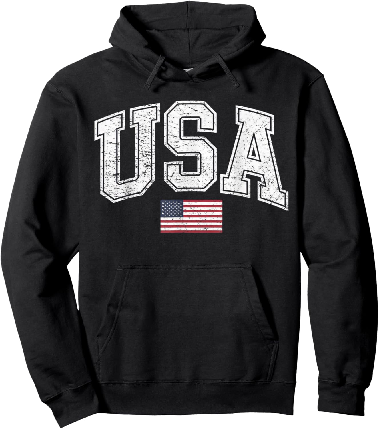 Vintage USA American Flag Women Men Kids Patriotic US Flag Hoodie - Hoodie | Black