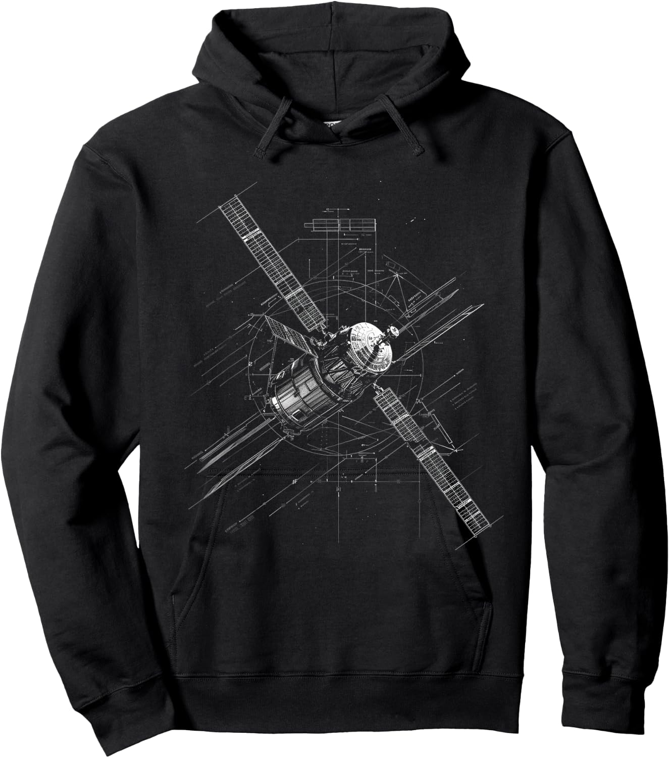 Satellite Technical Drawing Hoodie - Hoodie | Black