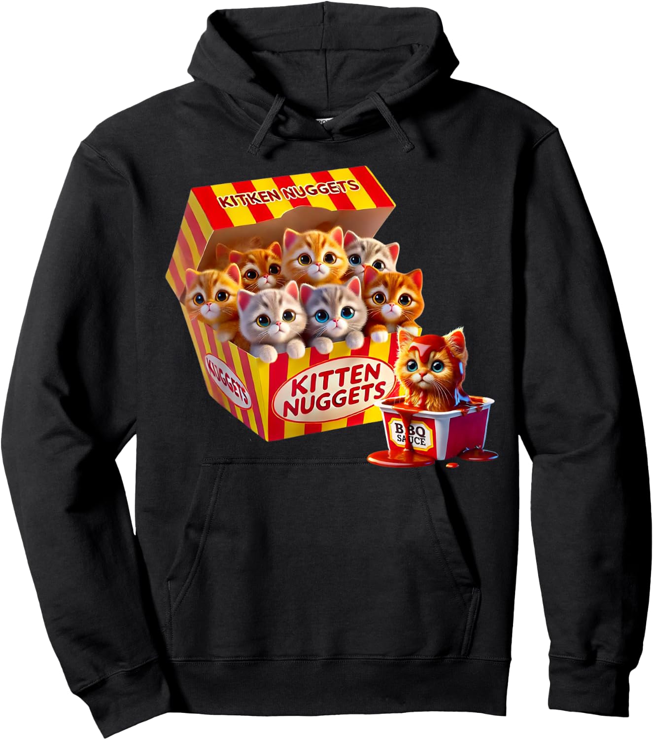 Funny Cat Owner Cute Gifts Kitten Nuggets Cat Lover Gift Food Pun Chicken Nuggets Hoodie - Hoodie | Black