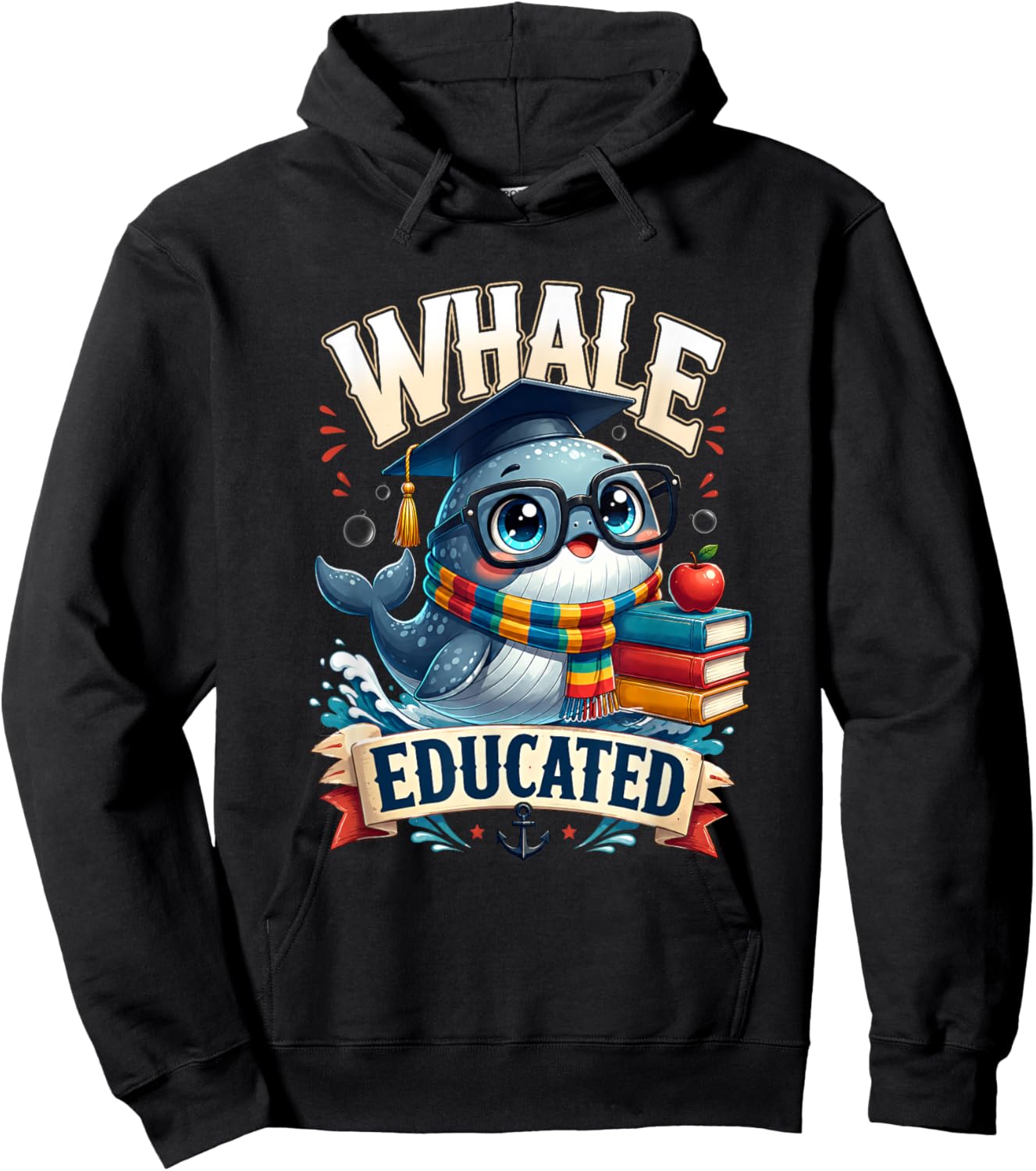 Whale Pun Educated Funny Graduation Graduate Student School Hoodie - Hoodie | Black