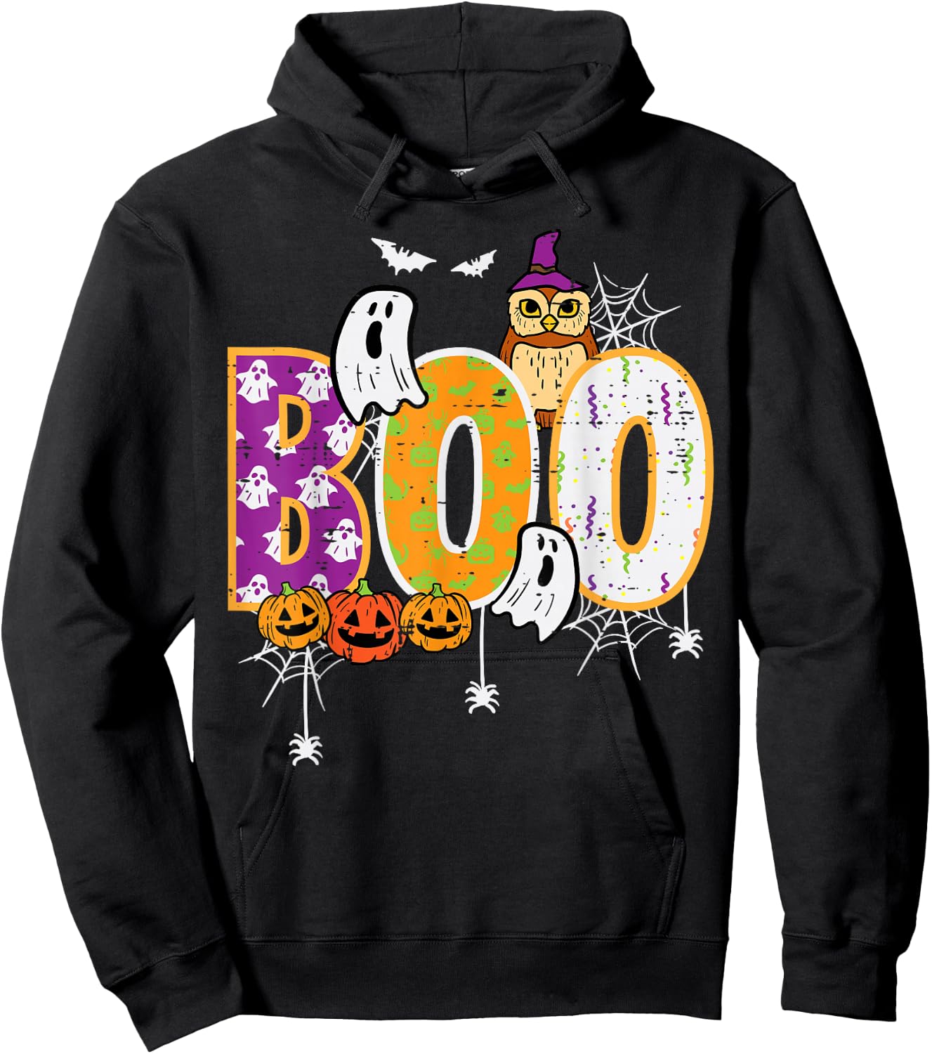 Halloween Boo Owl Cute Costume Boys Girls Kids Women Men Hoodie - Hoodie | Black