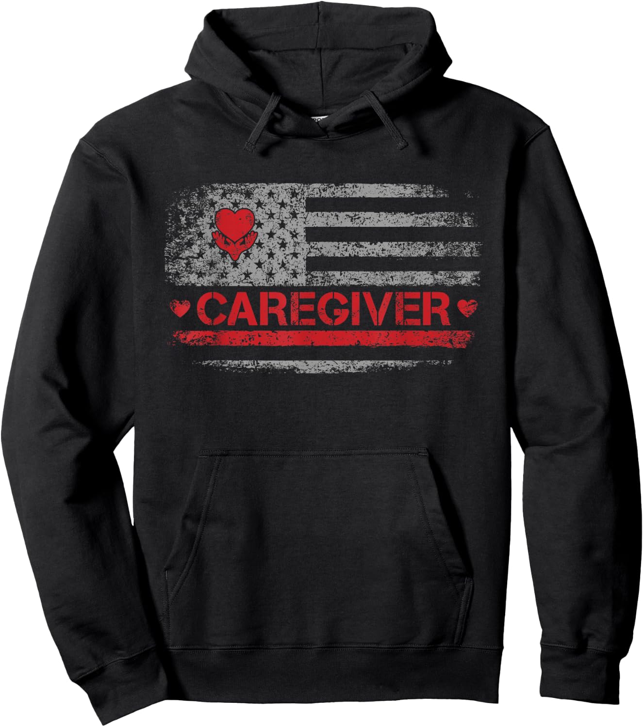 Caregiver Appreciation American Flag Design Men Hoodie - Hoodie | Black