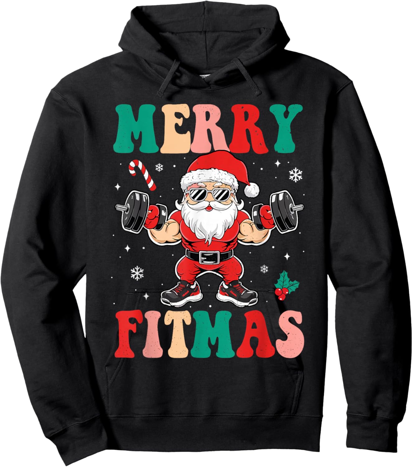 Christmas Santa Xmas Fitness Merry Fitmas Men Women Hoodie - Hoodie | Black