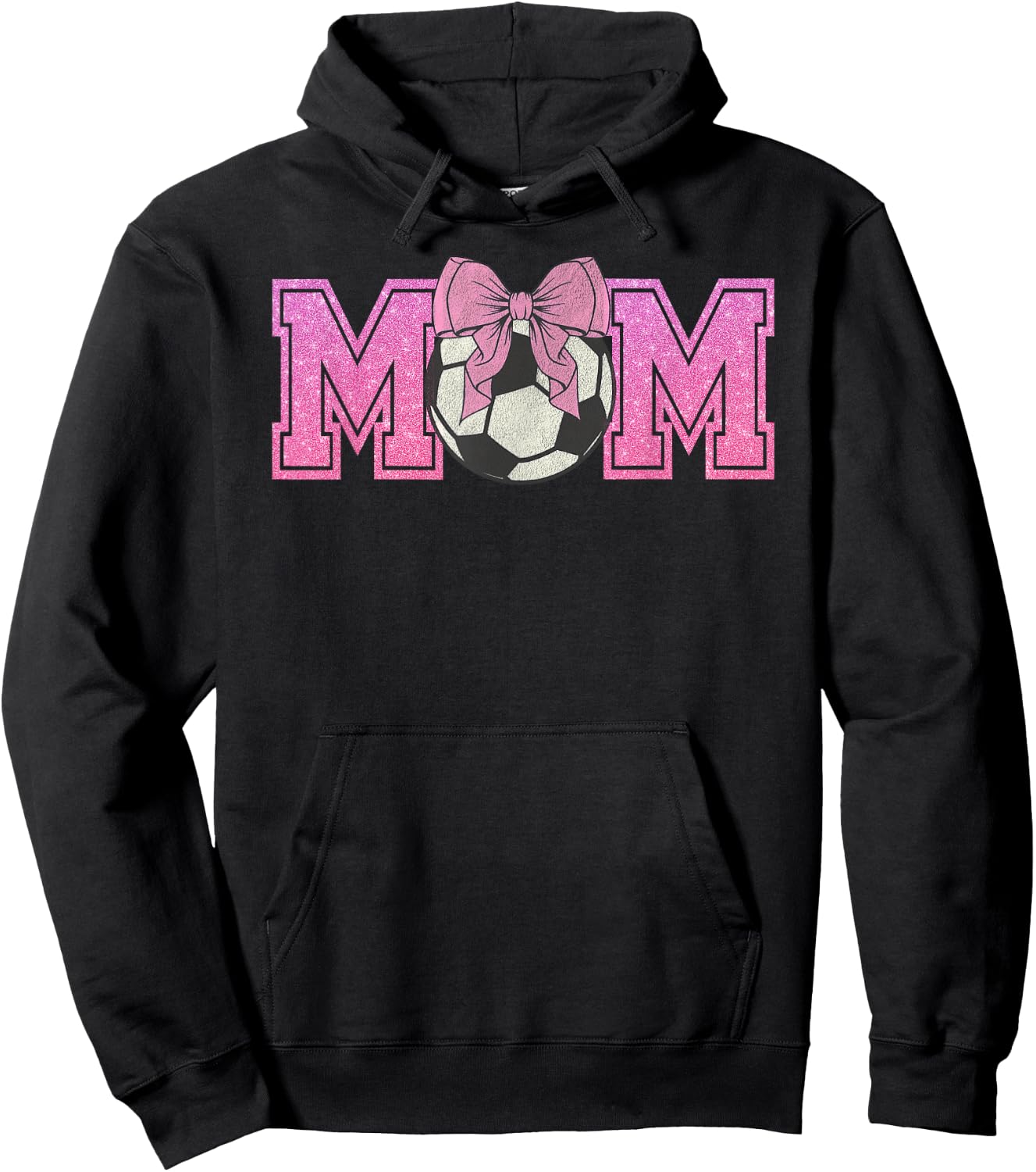Soccer Mom Coquette Pink Bow Mothers Day Football Mama Hoodie - Hoodie | Black