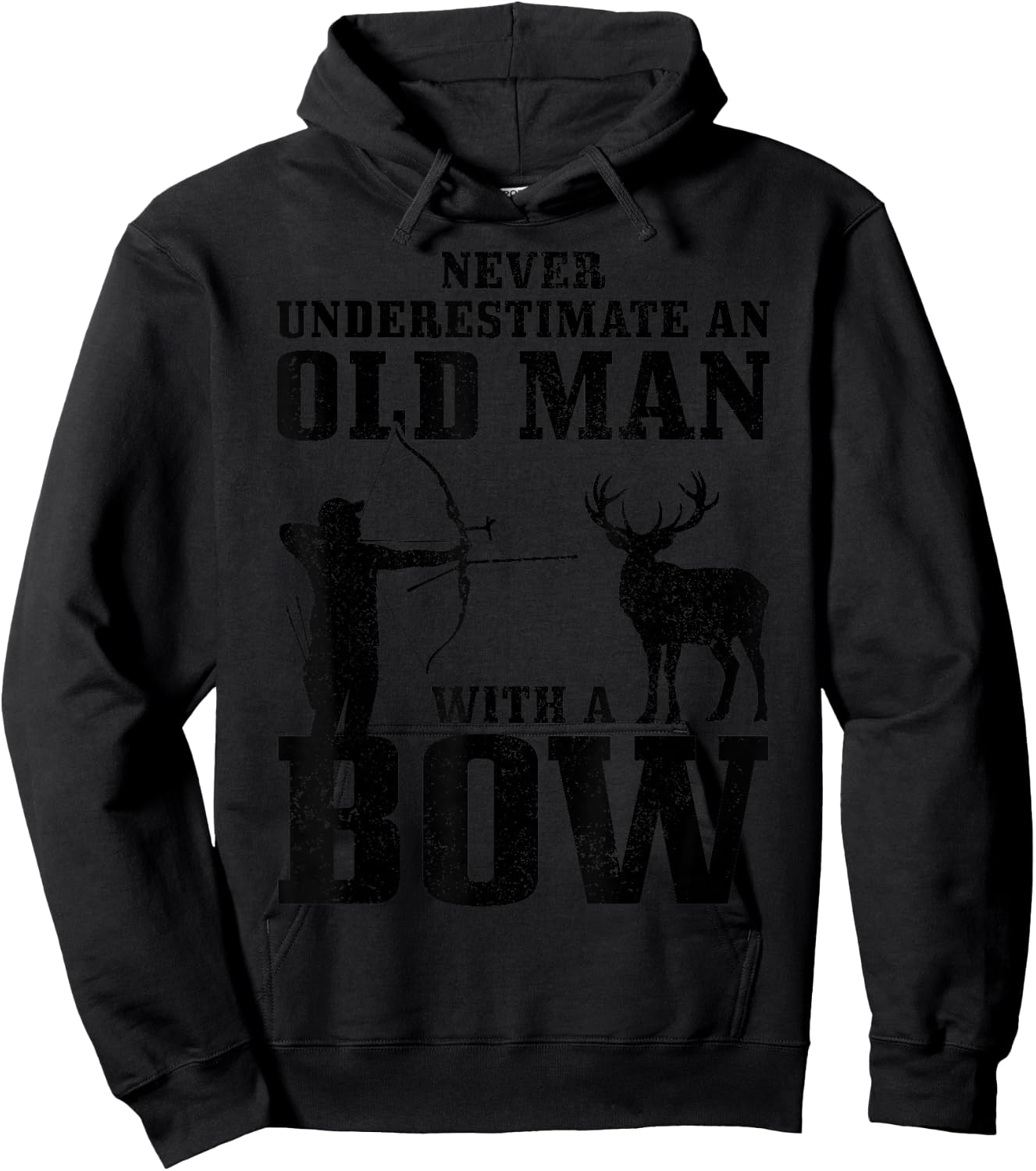 Bow Hunting Archery Never Underestimate An Old Man With Bow Hoodie - Hoodie | Black