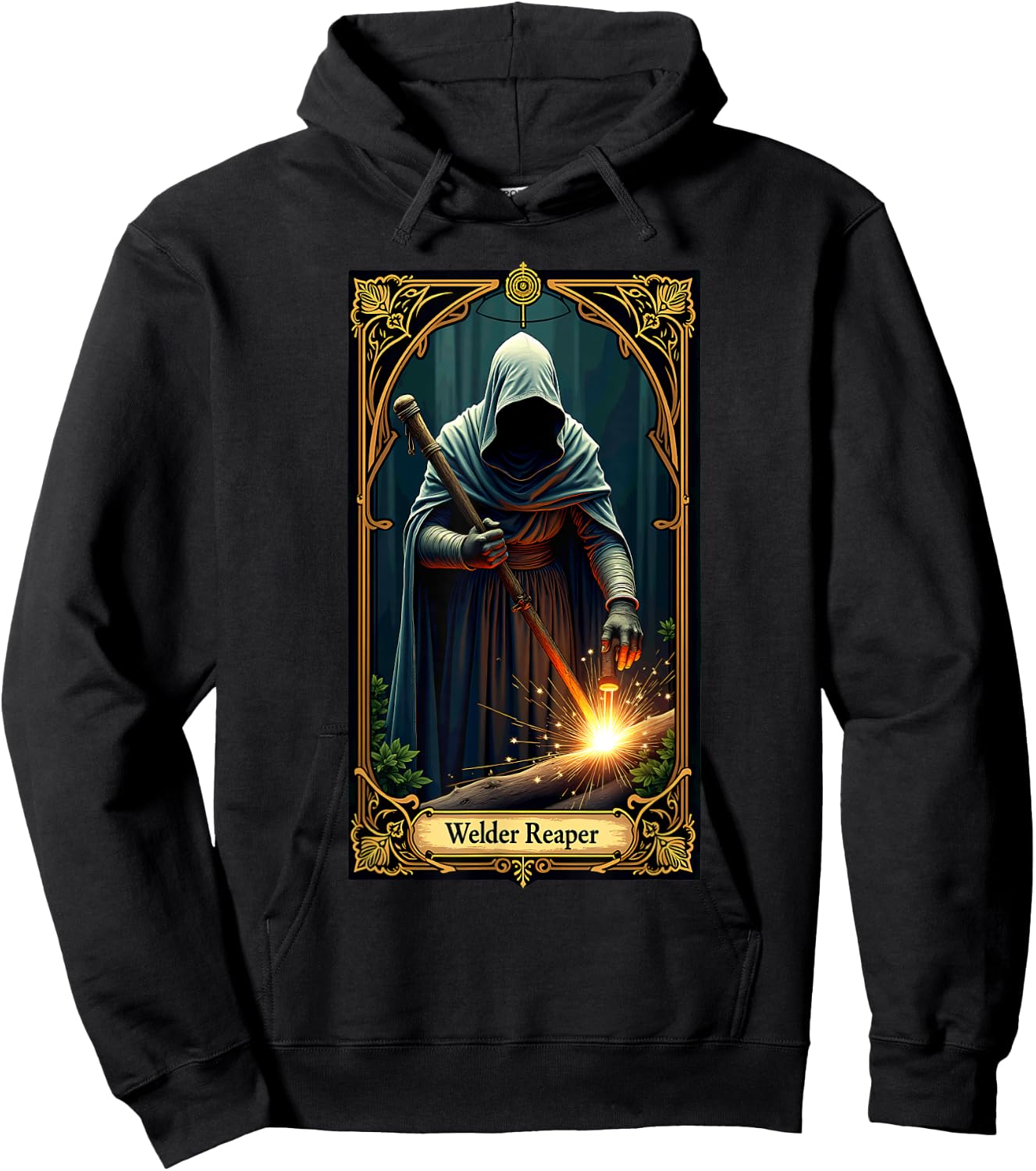 Halloween Tarot Card Skeleton Welding Welder Reaper Hoodie - Hoodie | Black