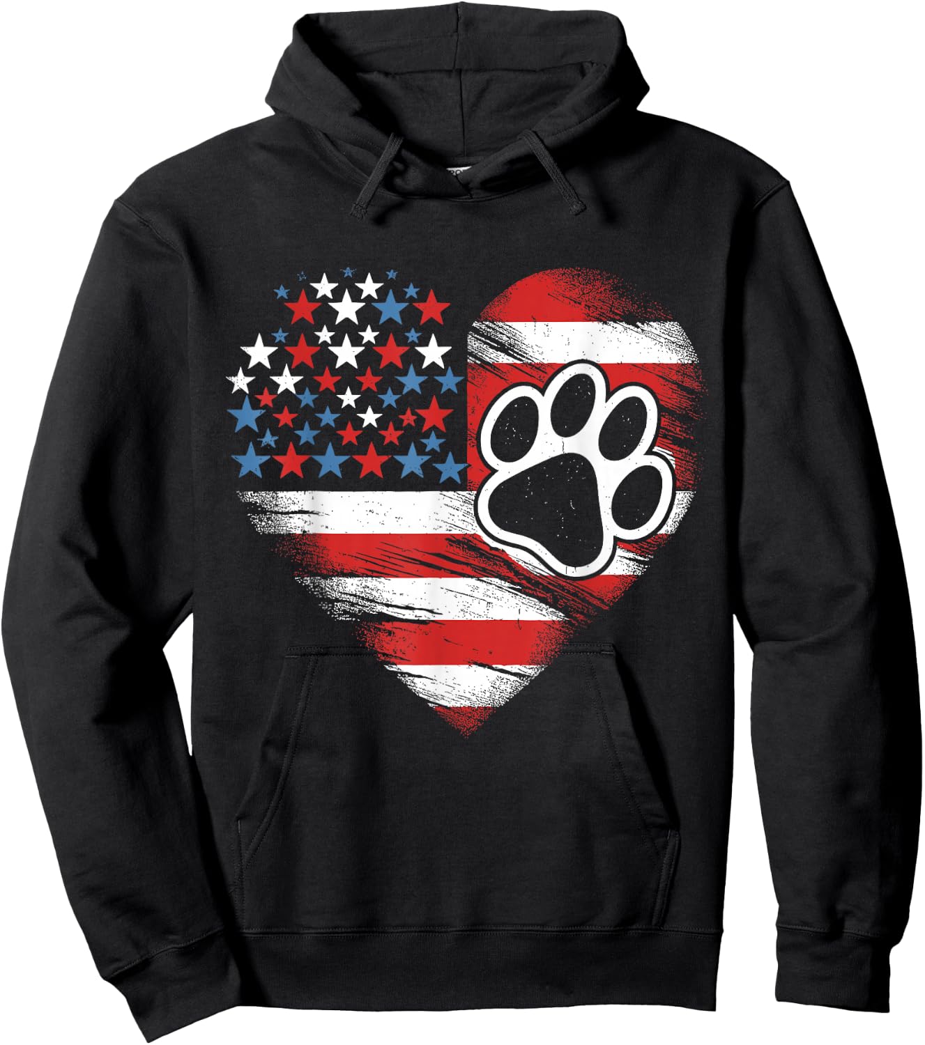 American Flag Dog and Cat Paw Patriotic 4th of July Hoodie - Hoodie | Black